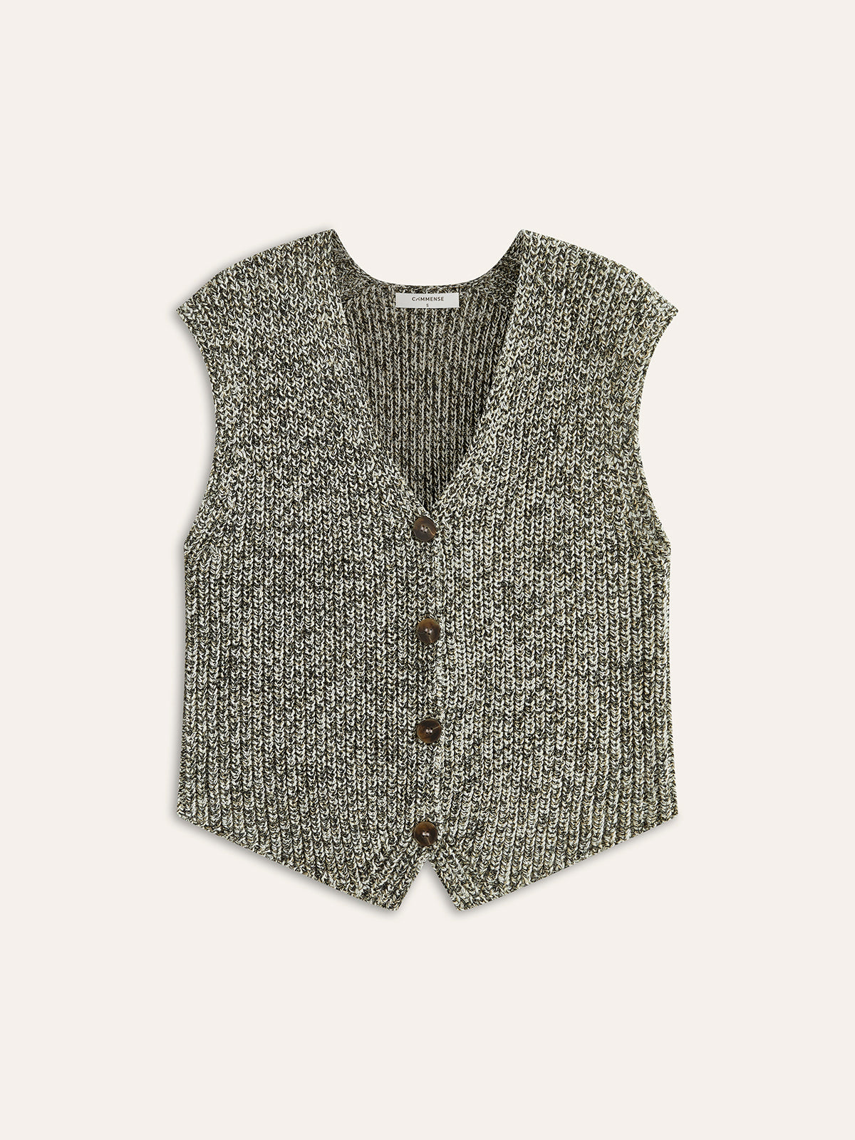 Knit Button-Down Vest-Chicvia