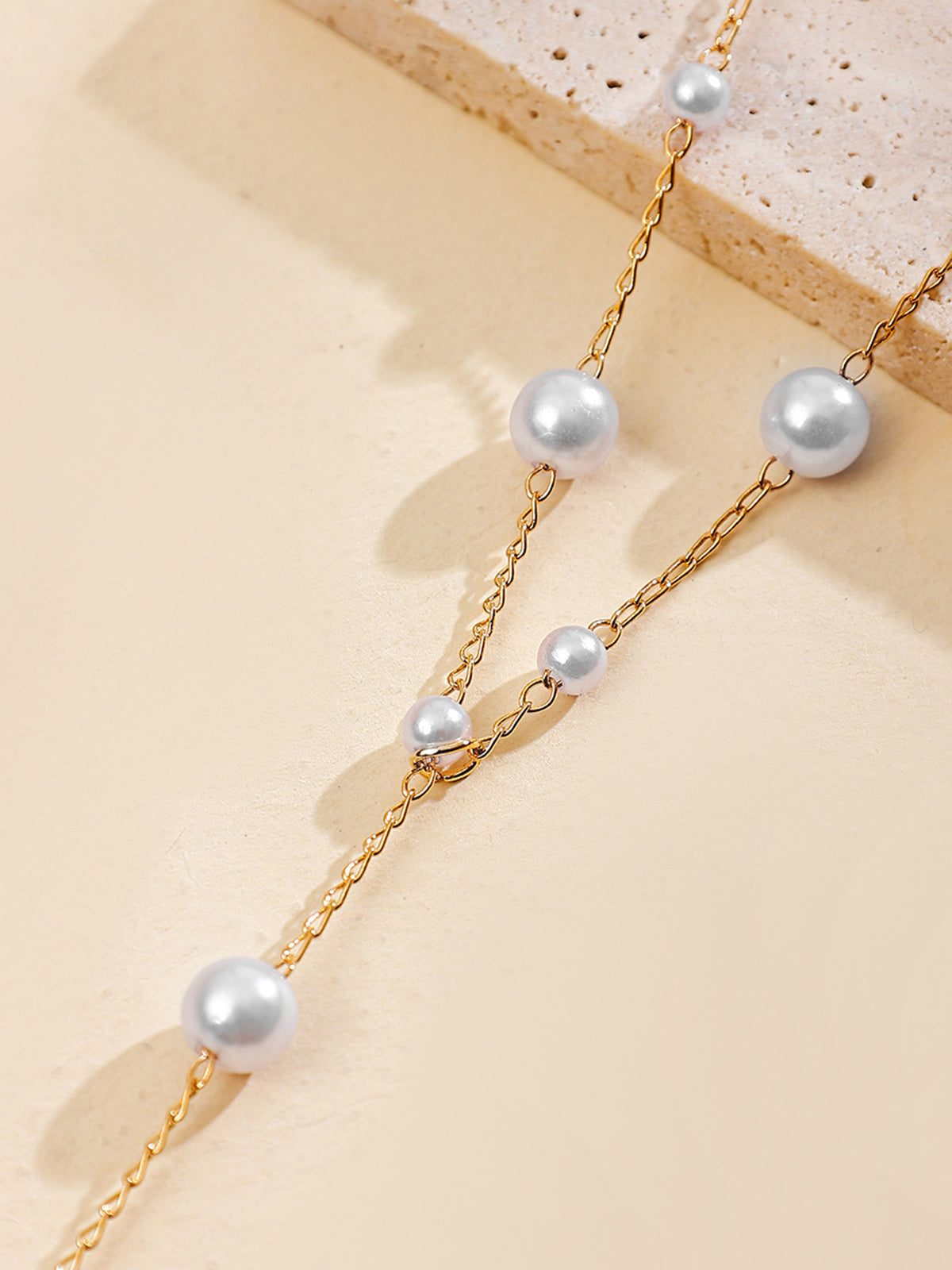 Pearl Drop Y-Necklace-Chicvia
