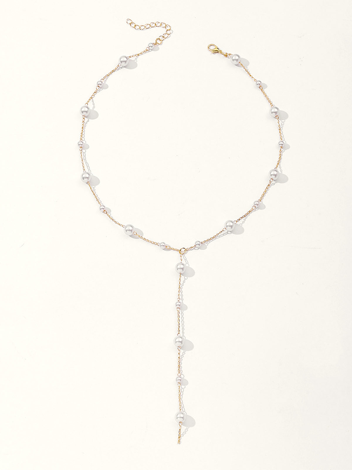 Pearl Drop Y-Necklace-Chicvia
