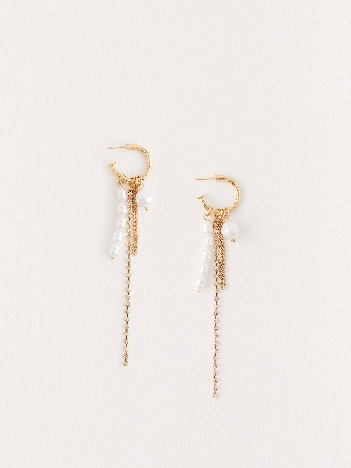 Pearl & Chain Drop Earrings-Chicvia