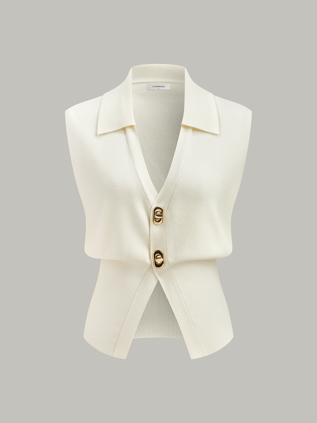 Metal Buttons Knit Vest-Chicvia