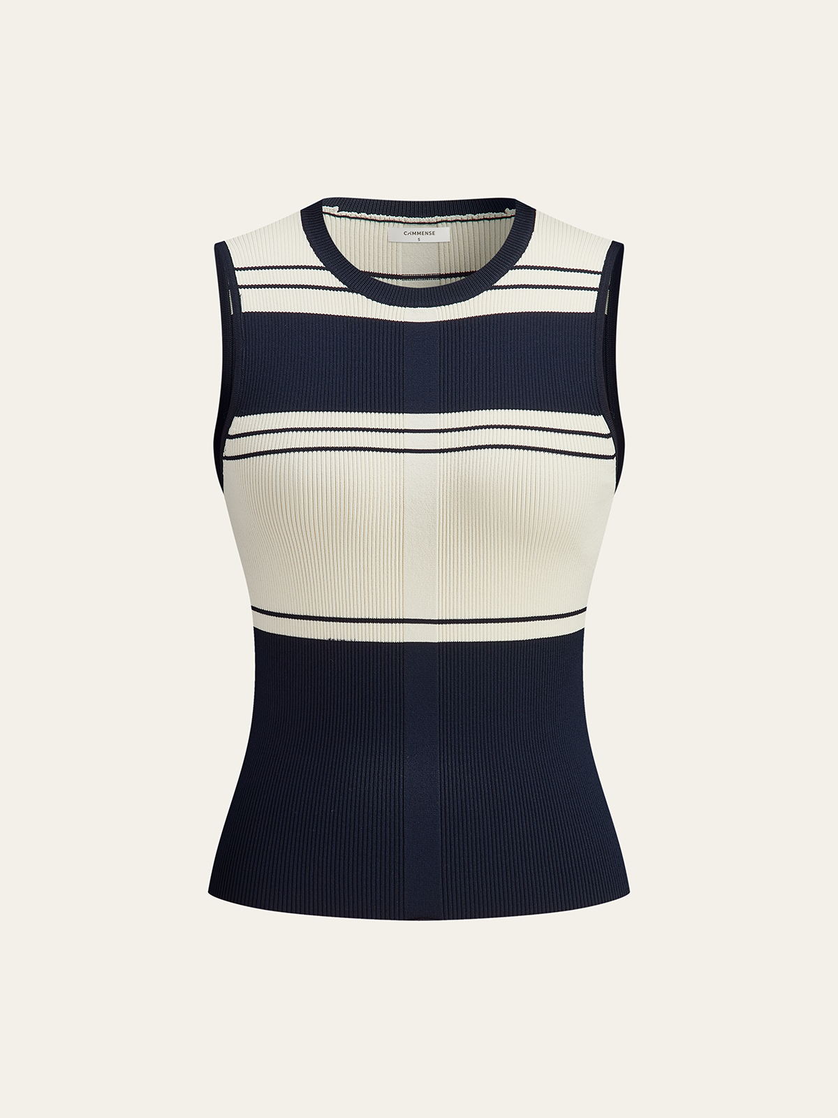 Contrast Color Striped Knit Top-Chicvia