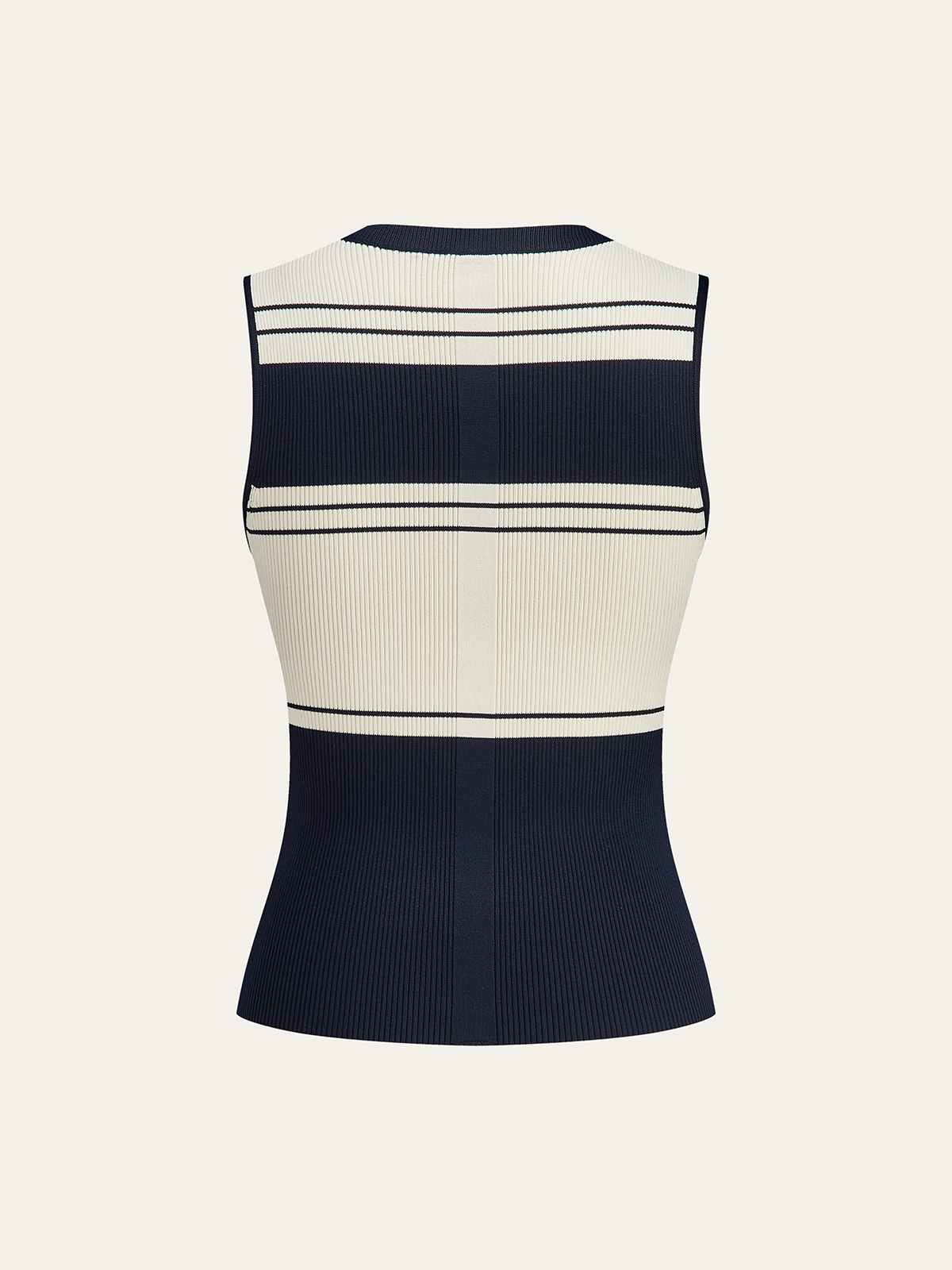 Contrast Color Striped Knit Top-Chicvia