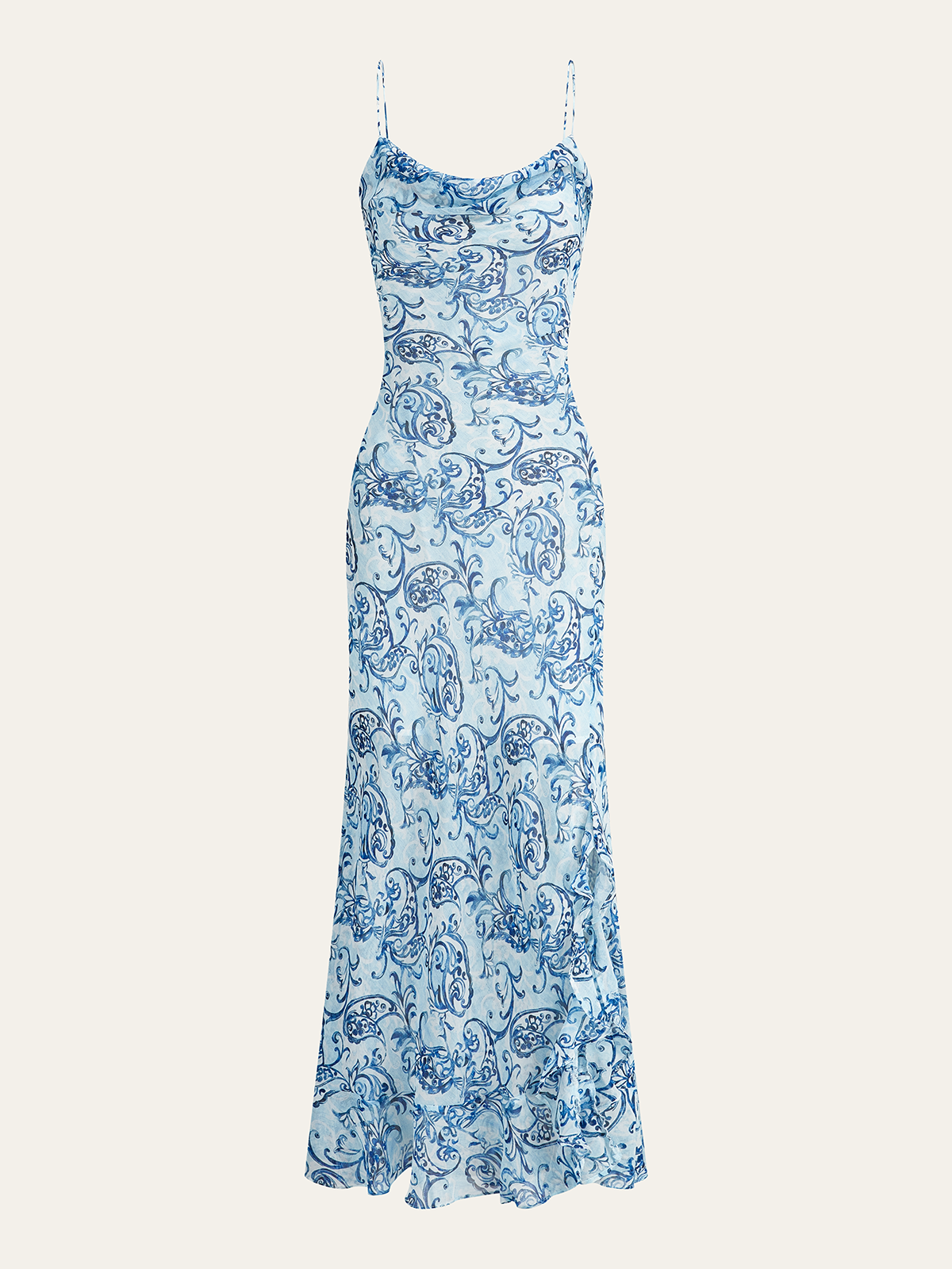 Paisley Print Backless Maxi Dress-Chicvia