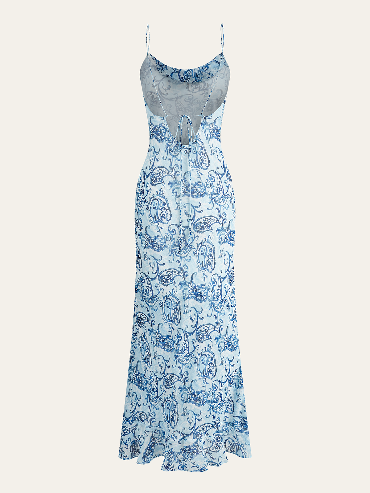 Paisley Print Backless Maxi Dress-Chicvia