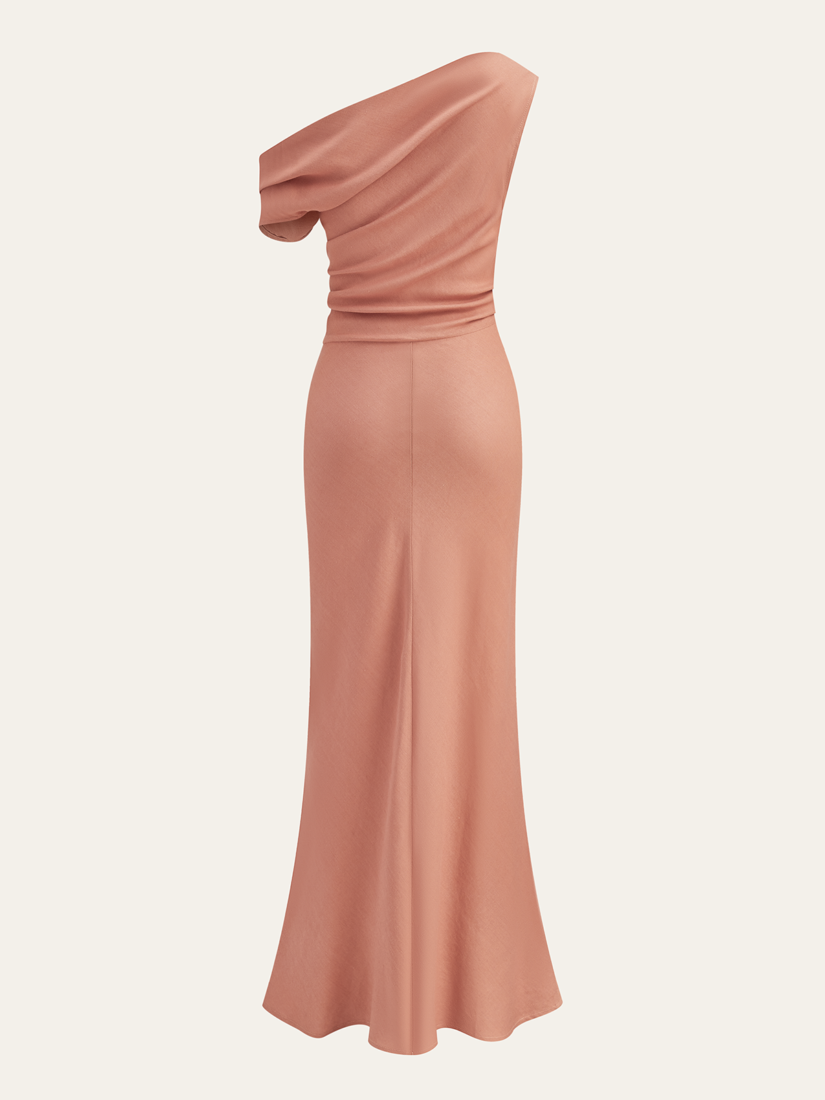 One-Shoulder Draped Maxi Dress-Chicvia