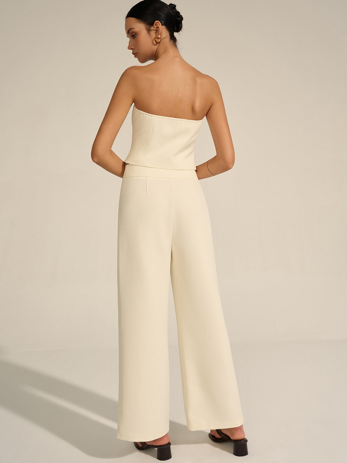 Metal Decor Strapless Crop Top-Chicvia