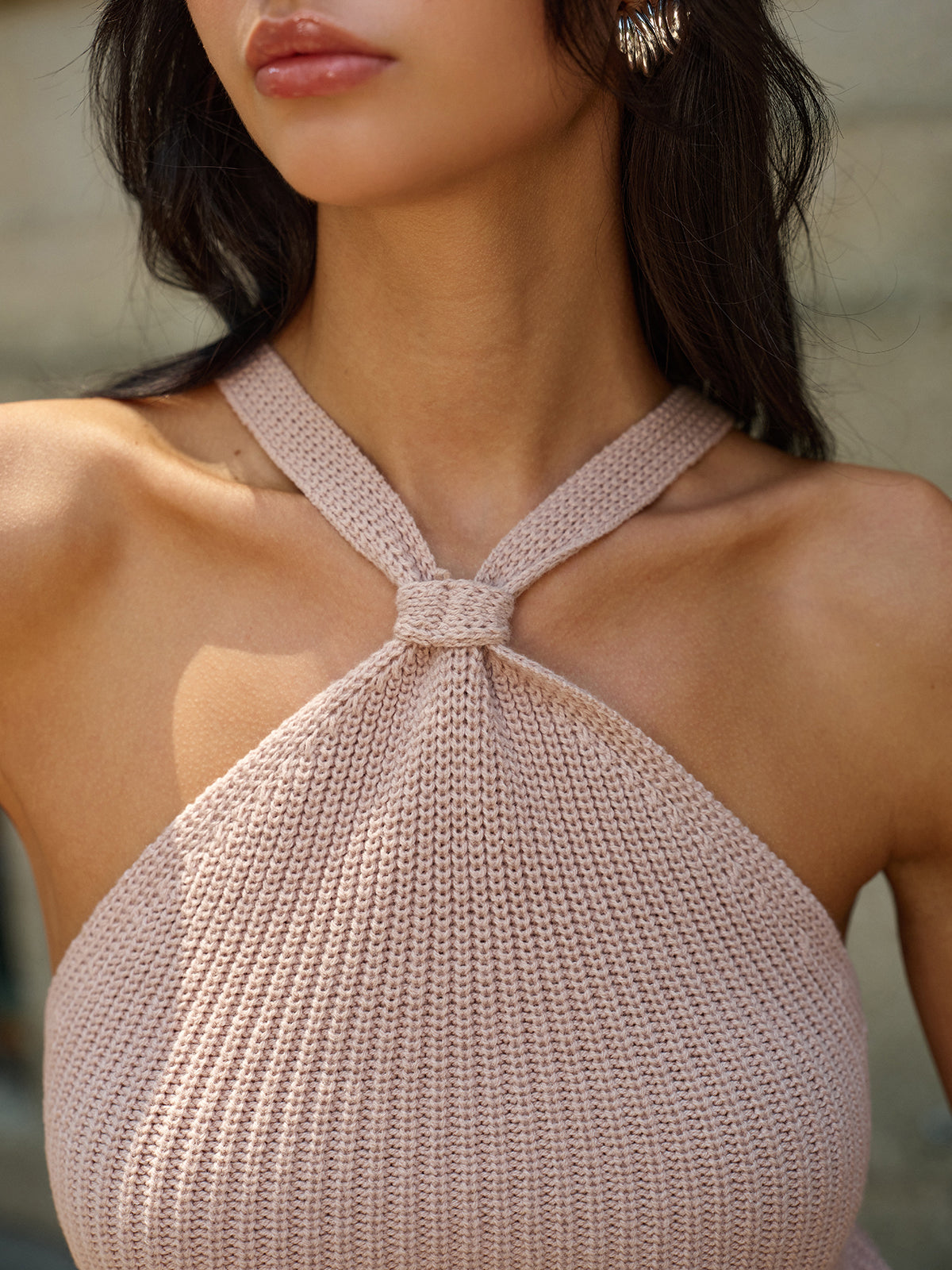 Knit Crisscross-Strap Top-Chicvia