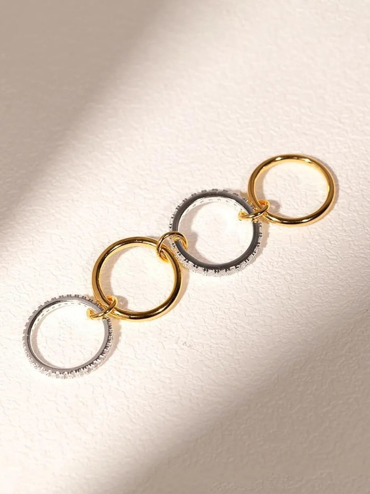 Interlocking Full-Set Cubic Zirconia Rings-Chicvia