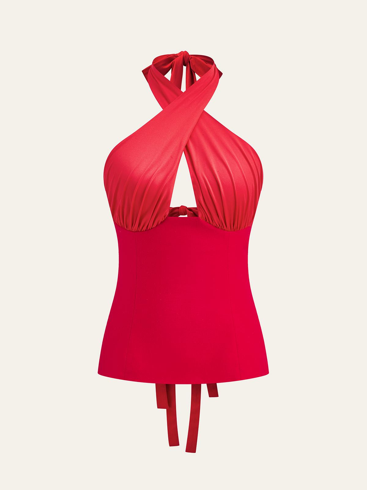 Cross Halter Backless Top-Chicvia