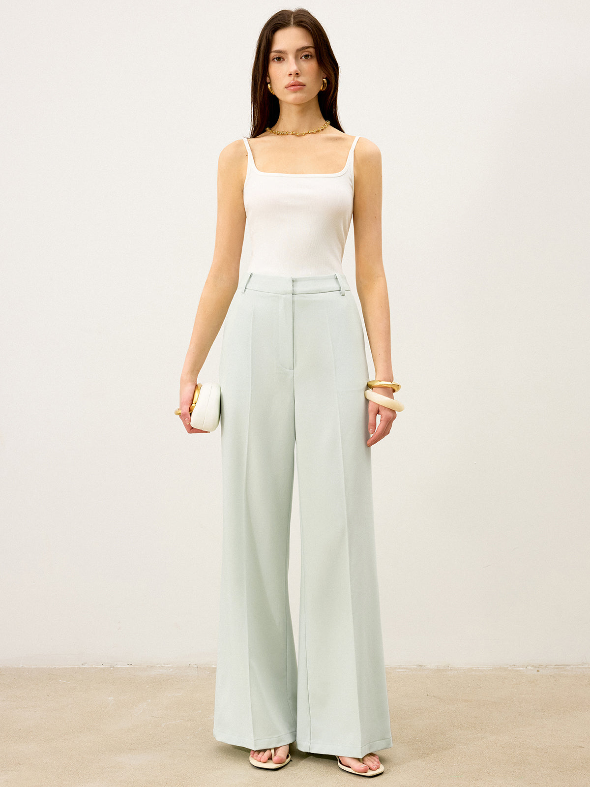 High-Waisted Wide-Leg Pants-Chicvia