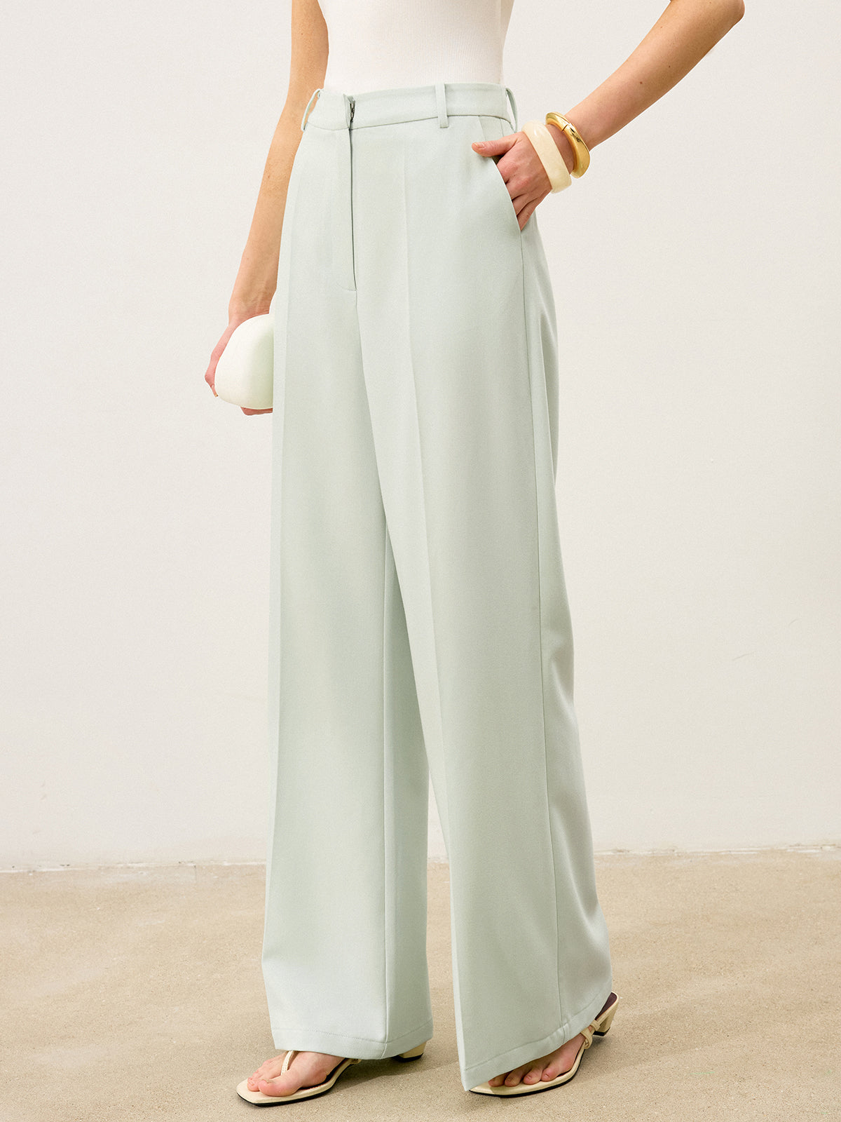 High-Waisted Wide-Leg Pants-Chicvia