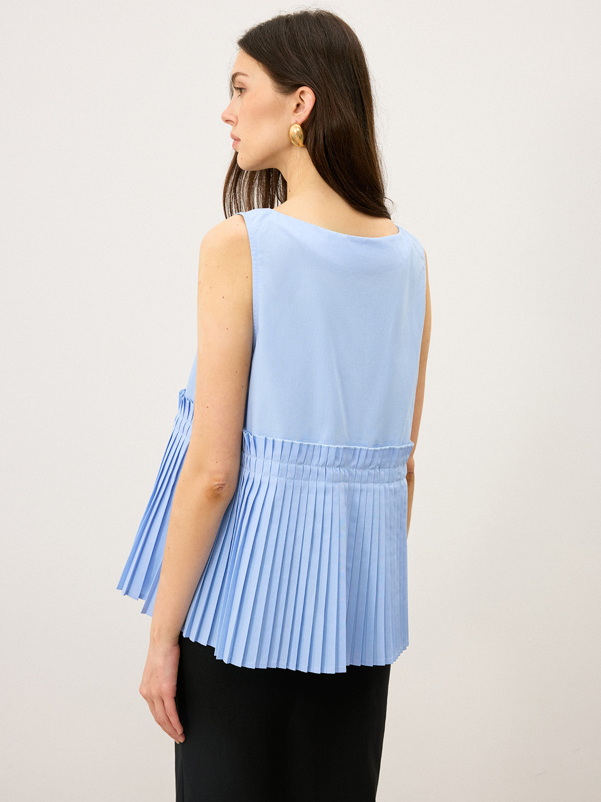 Pleated Hem Tank Top-Chicvia