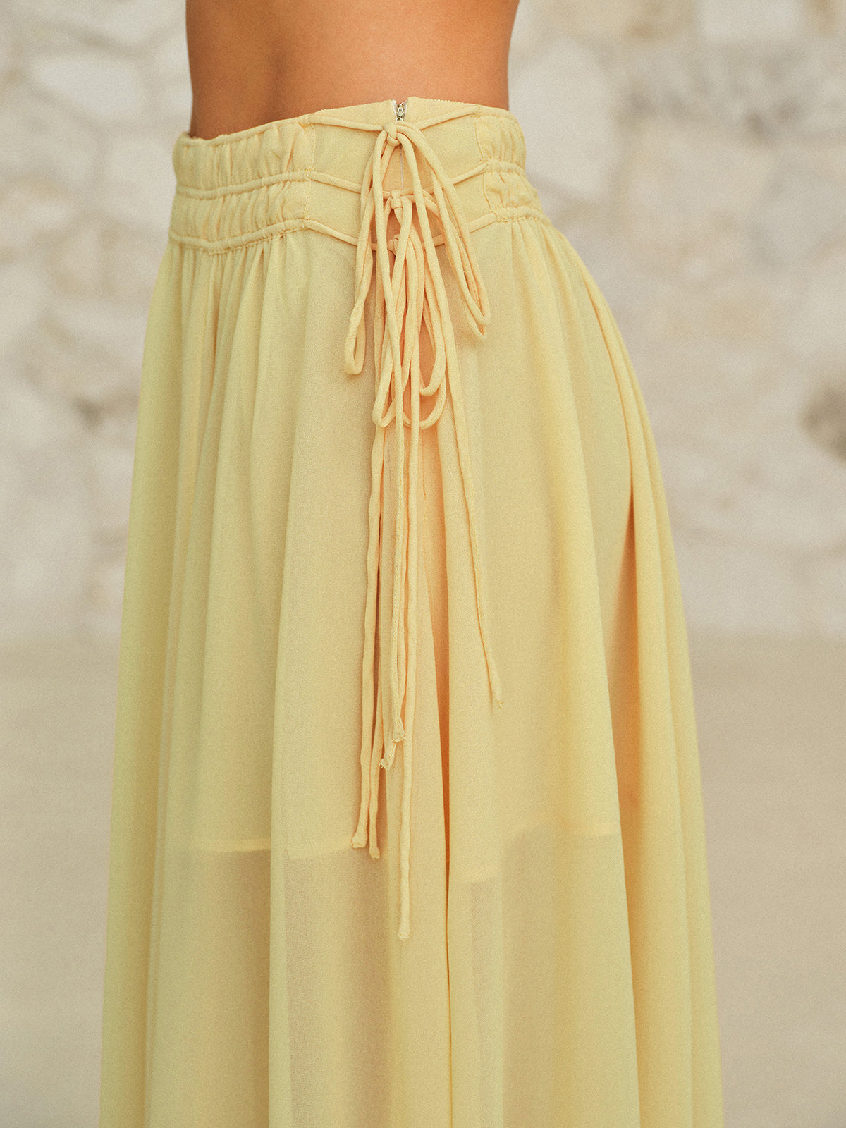 Drawstring Waist Maxi Skirt-Chicvia