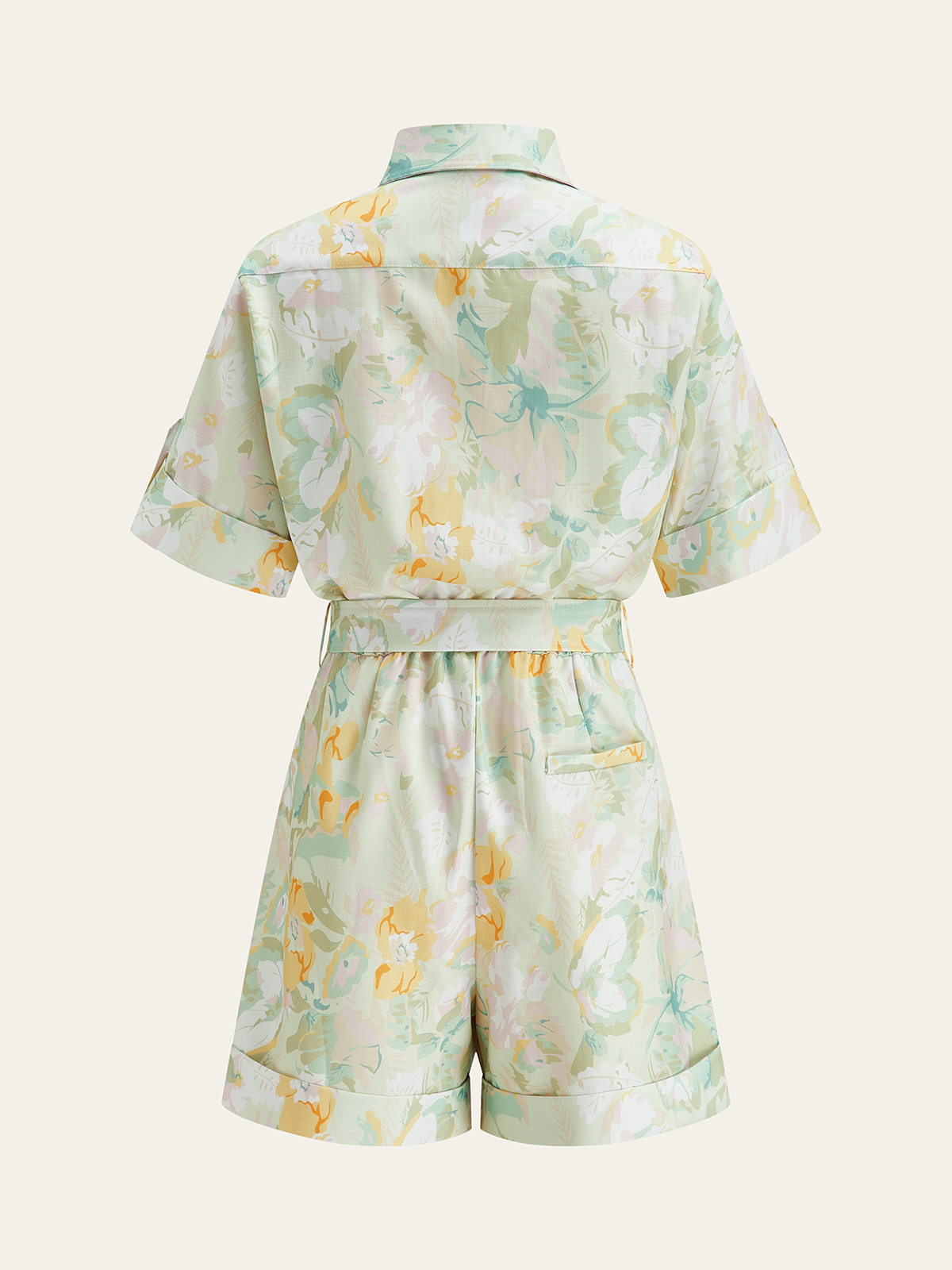 Pocketed Belted Floral Print Jumpsuits-Chicvia