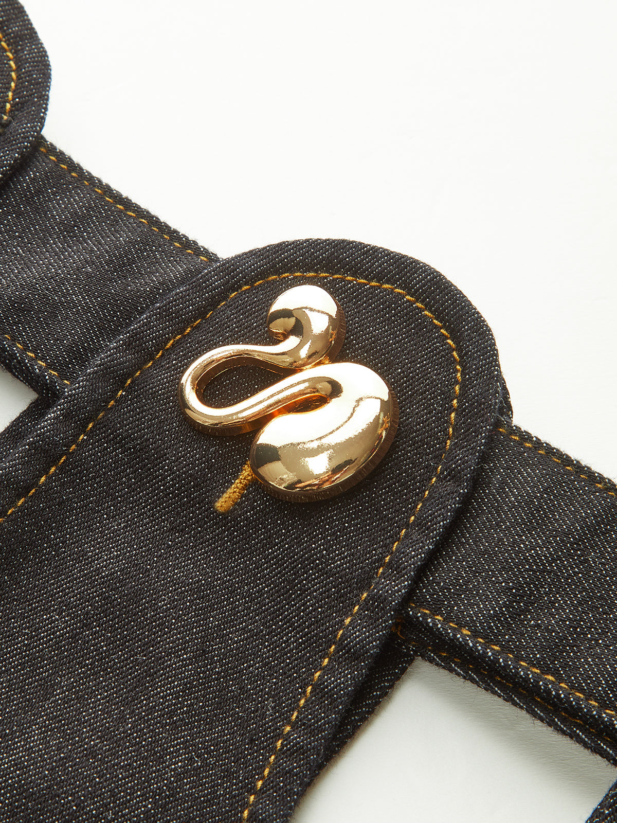 Metal Decor Cut-Out Denim Mini Skirt-Chicvia