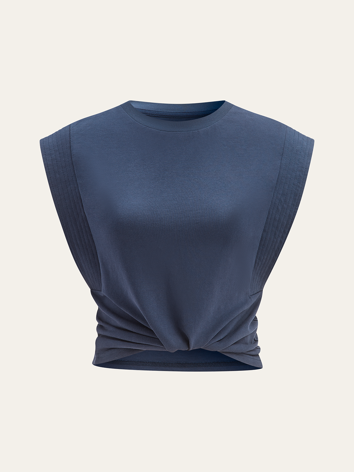 Cotton Crew Neck Sleeveless Top-Chicvia