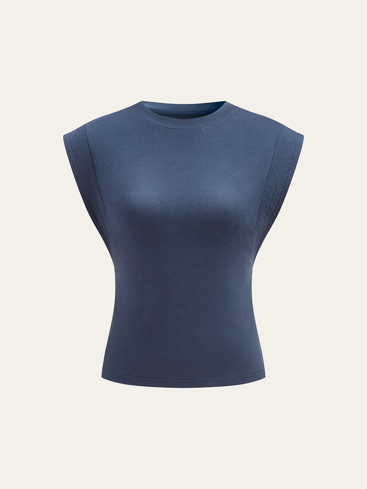 Cotton Crew Neck Sleeveless Top-Chicvia