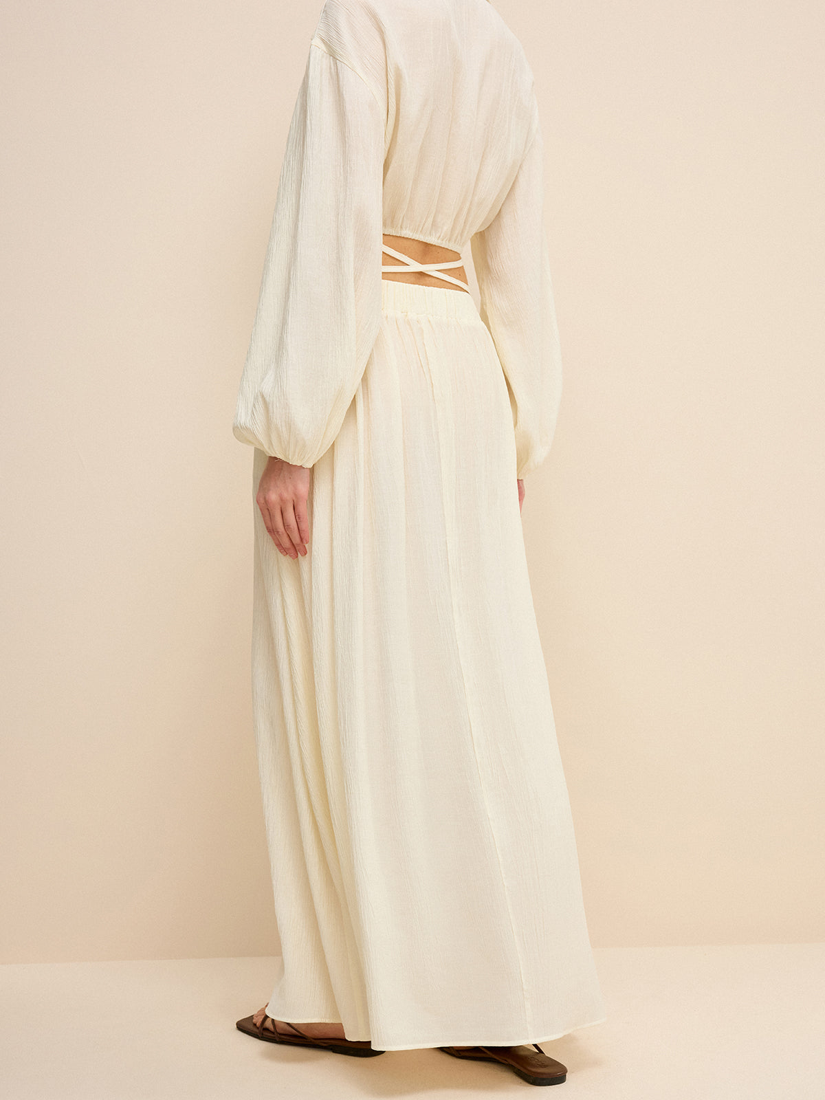 Oversized Textured Pocketed Maxi Skirt-Chicvia