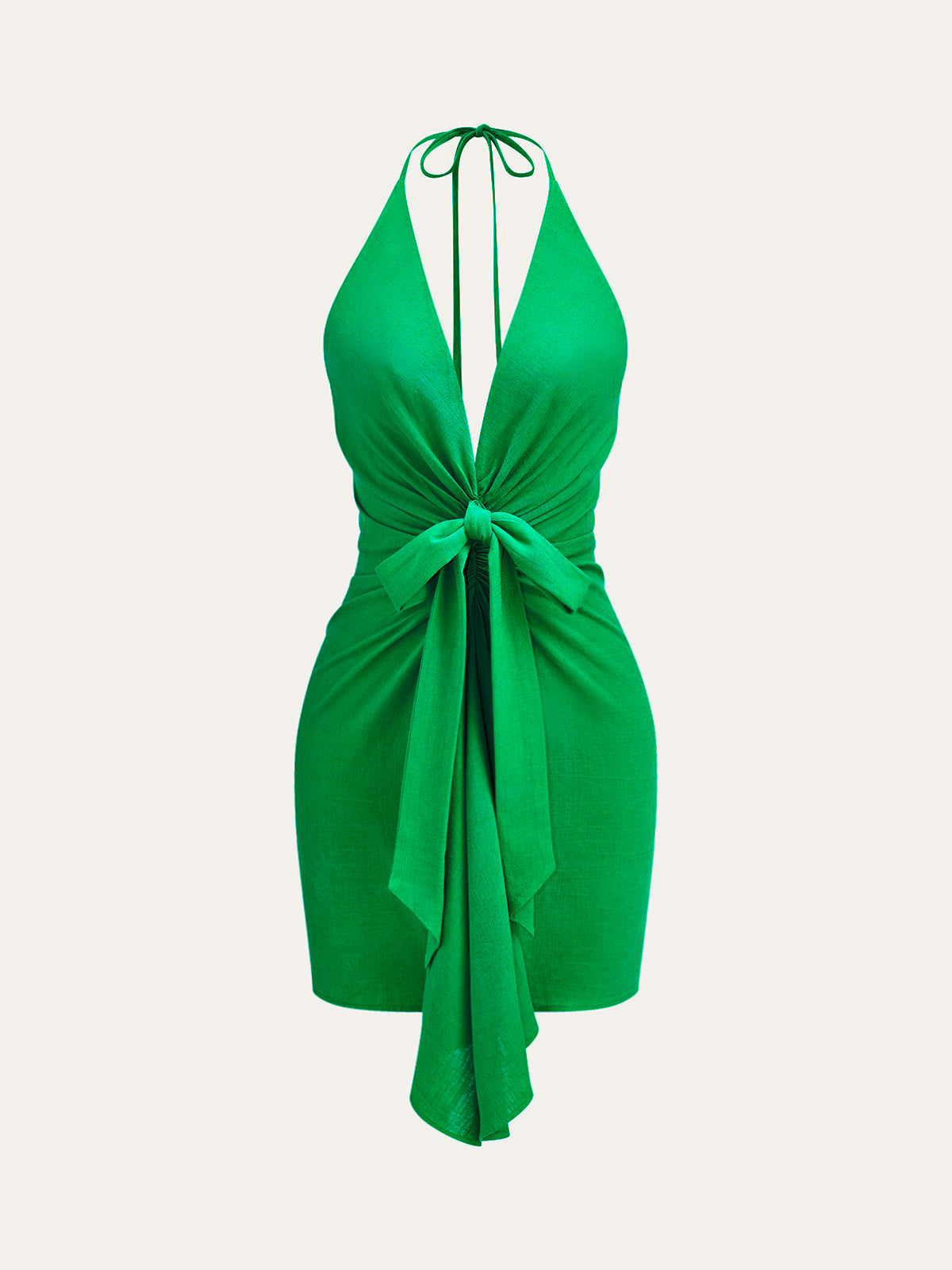 Halter Neck Knotted Dress-Chicvia