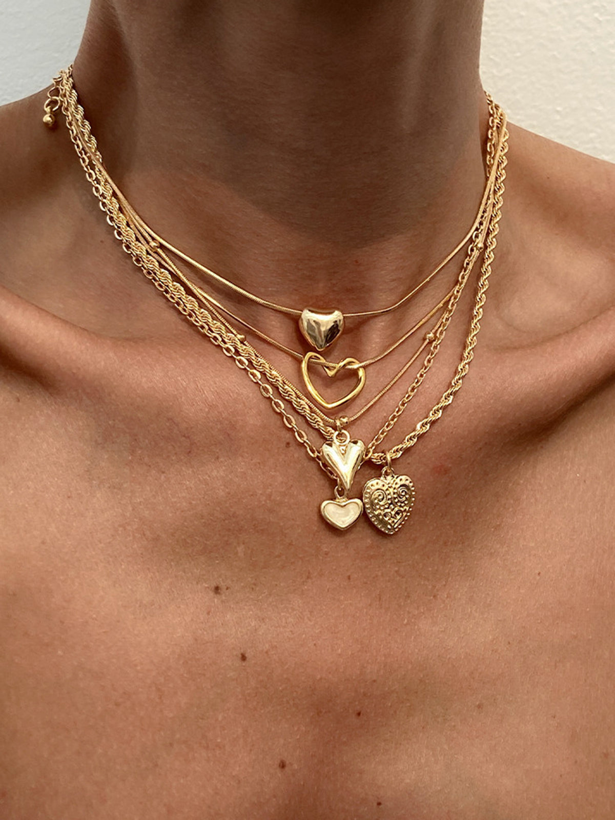 Layered Heart Necklaces-Chicvia