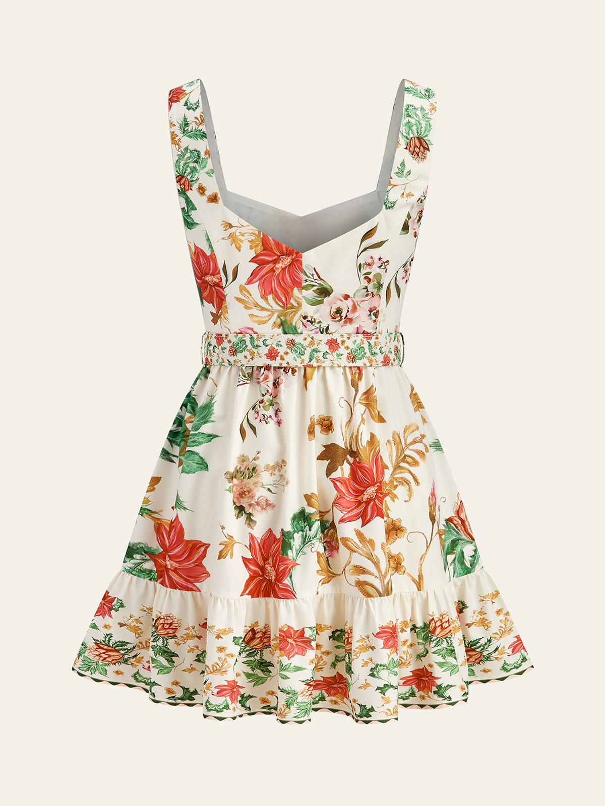 Floral Print Sleeveless Mini Dress-Chicvia