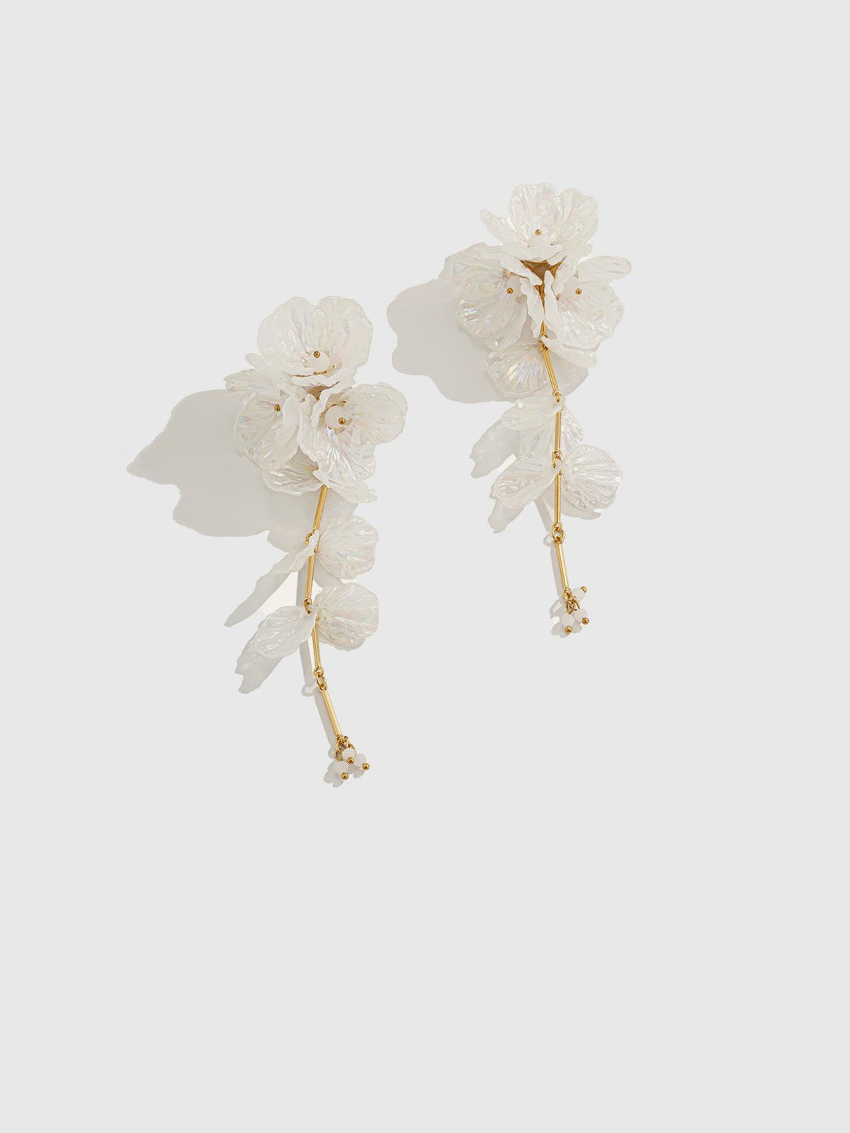 Floral Iridescent Drop Earrings-Chicvia
