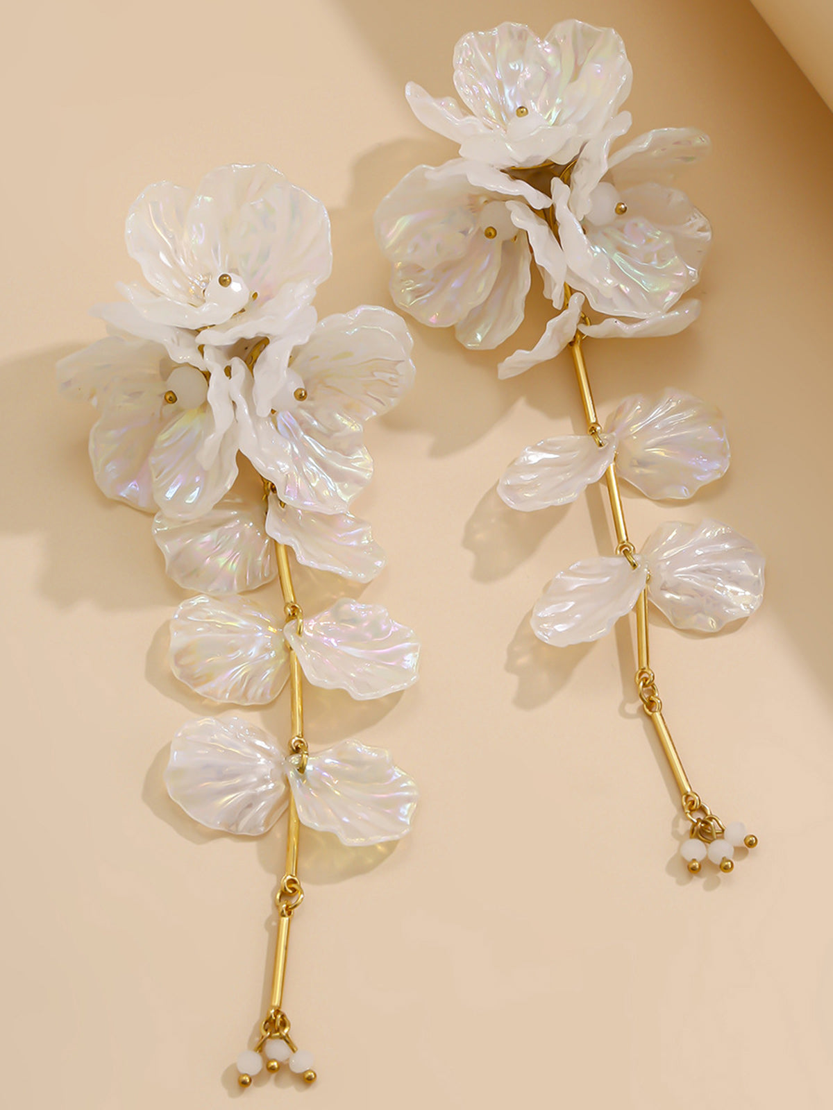 Floral Iridescent Drop Earrings-Chicvia