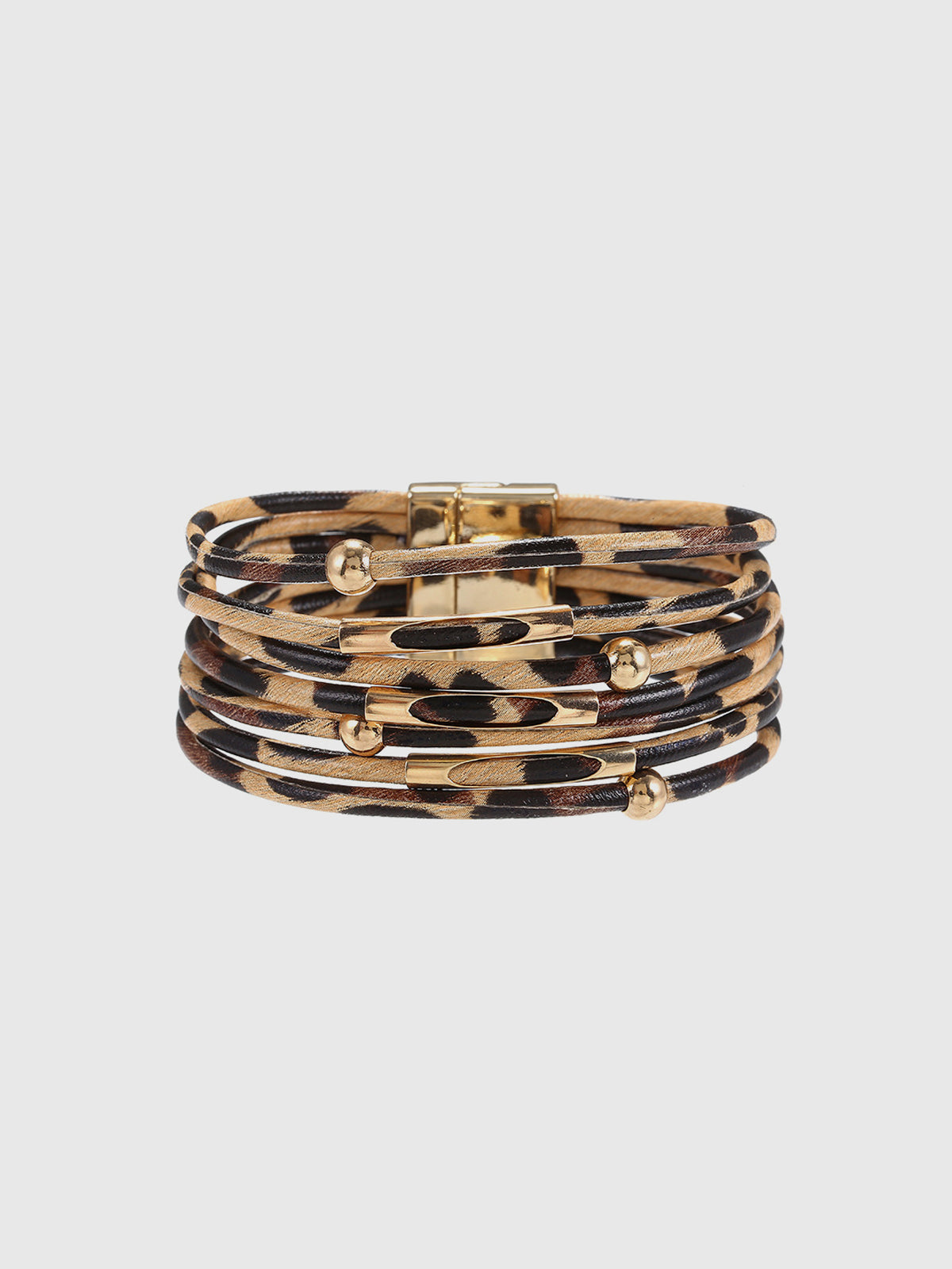 Leopard Printed Magnet Clasp Bracelet-Chicvia
