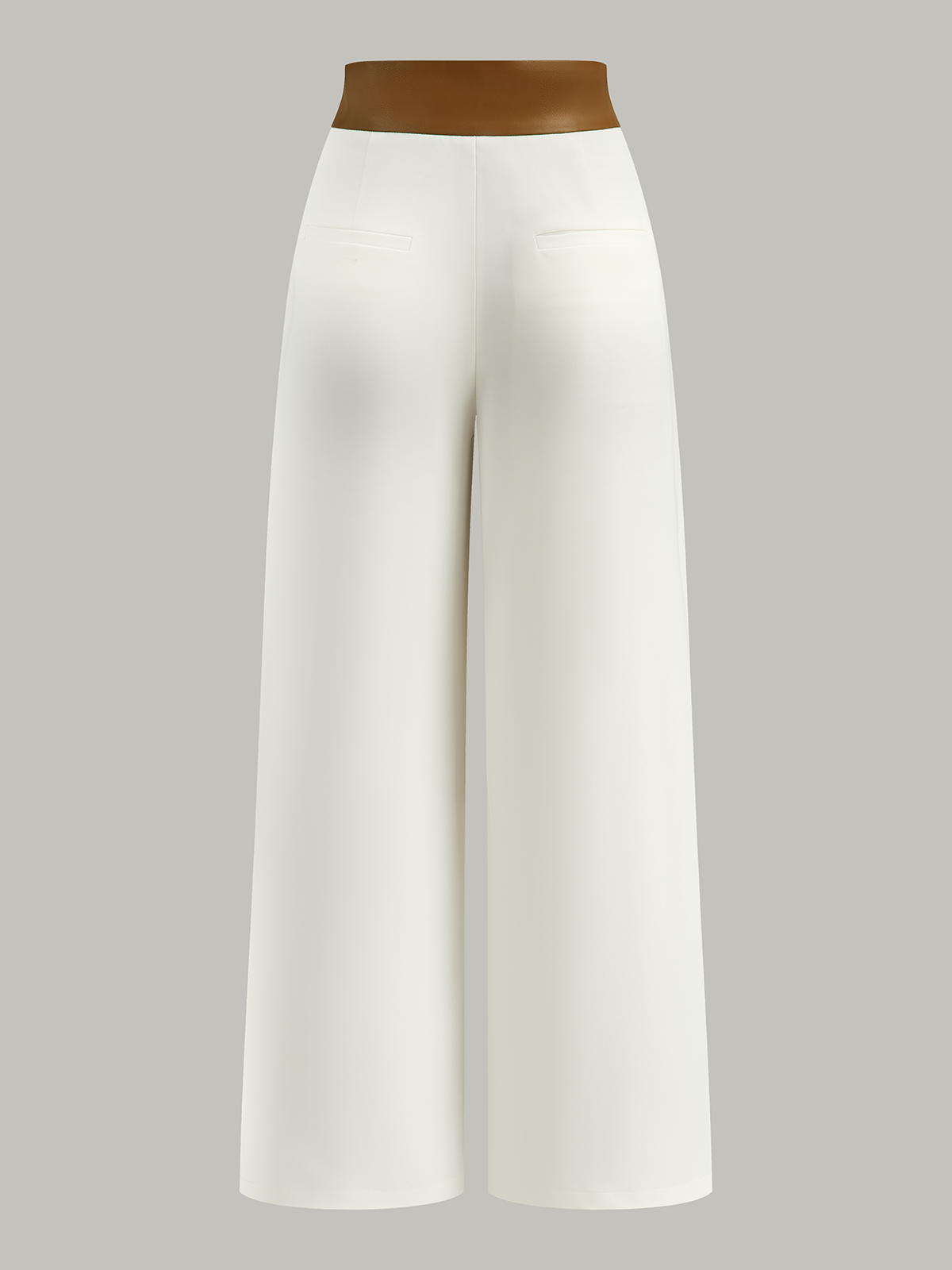 Faux Leather 2-Tone Waist Wide-Leg Pants-Chicvia