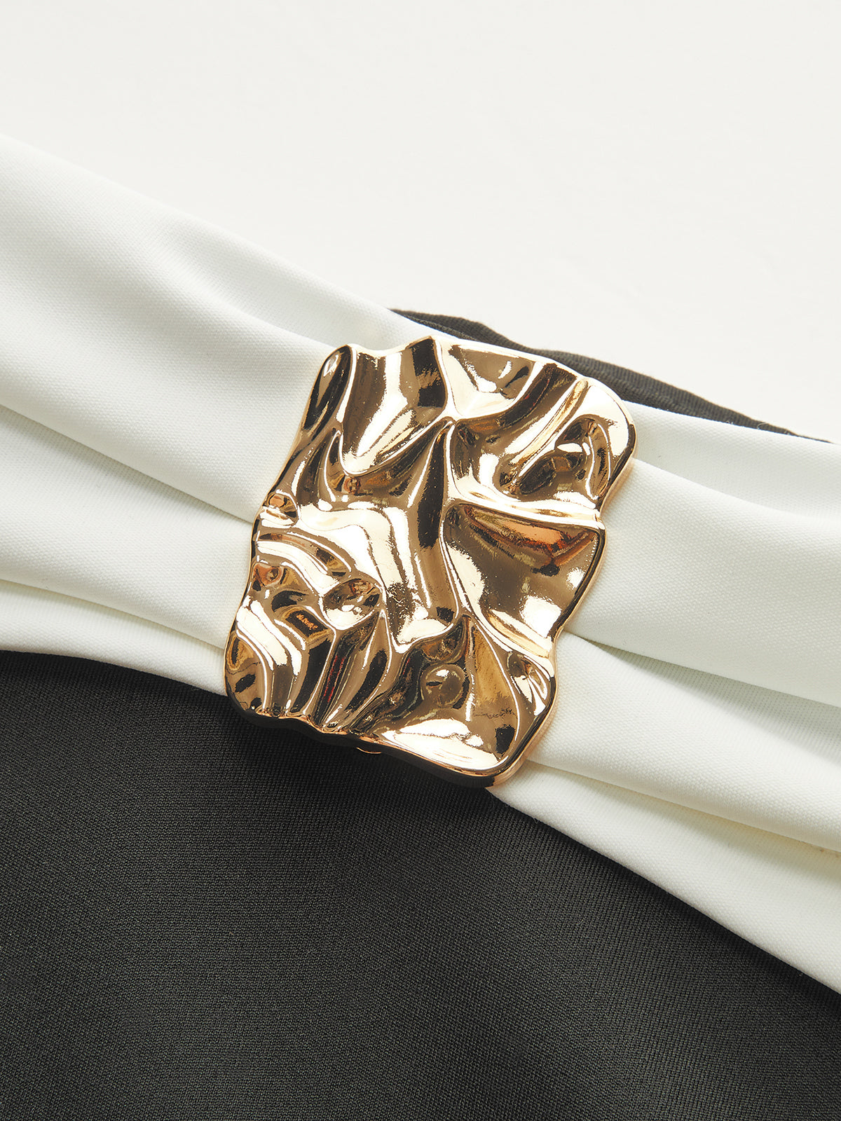 Metal Decor Off-Shoulder Bodysuit-Chicvia