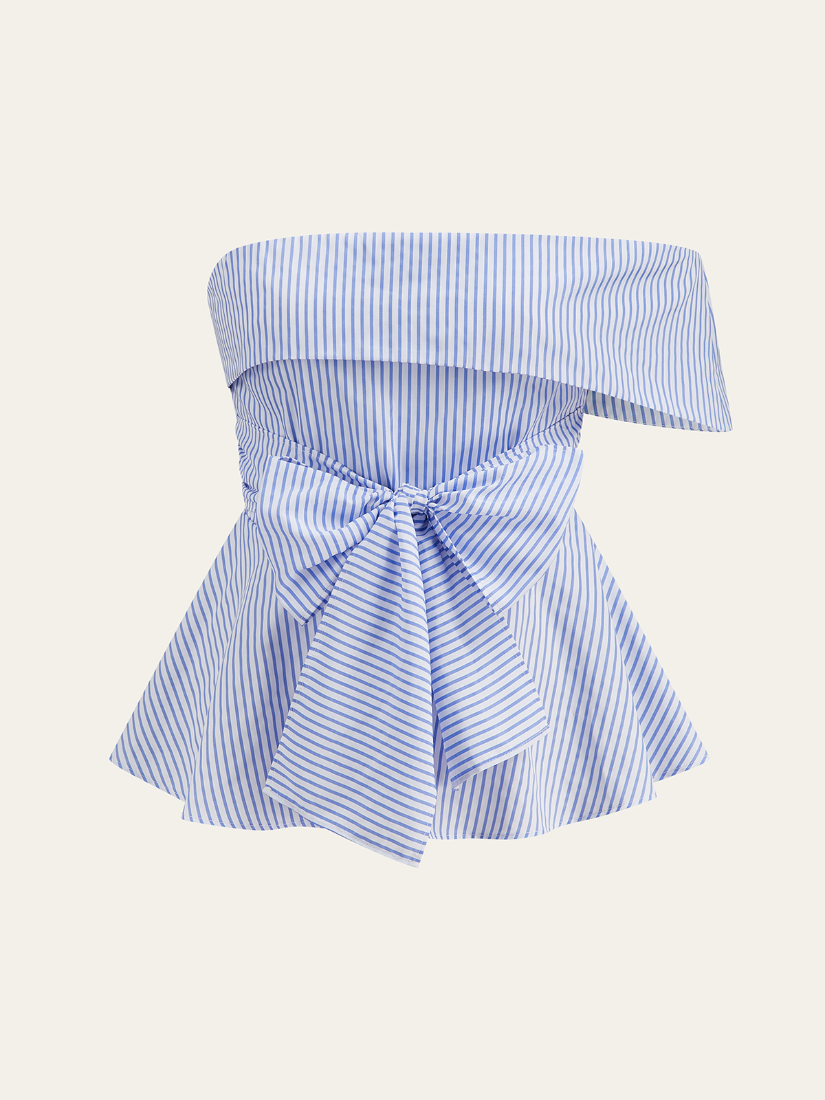 Off-Shoulder Striped Bow Tie Top-Chicvia