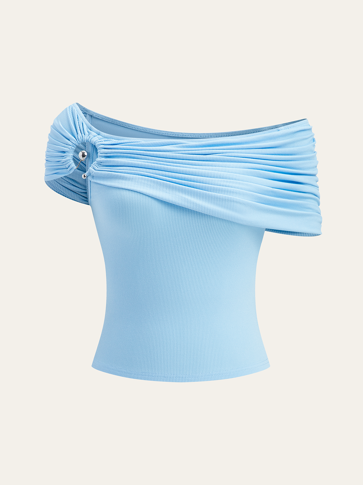 Off-Shoulder Top with Ring Detail-Chicvia