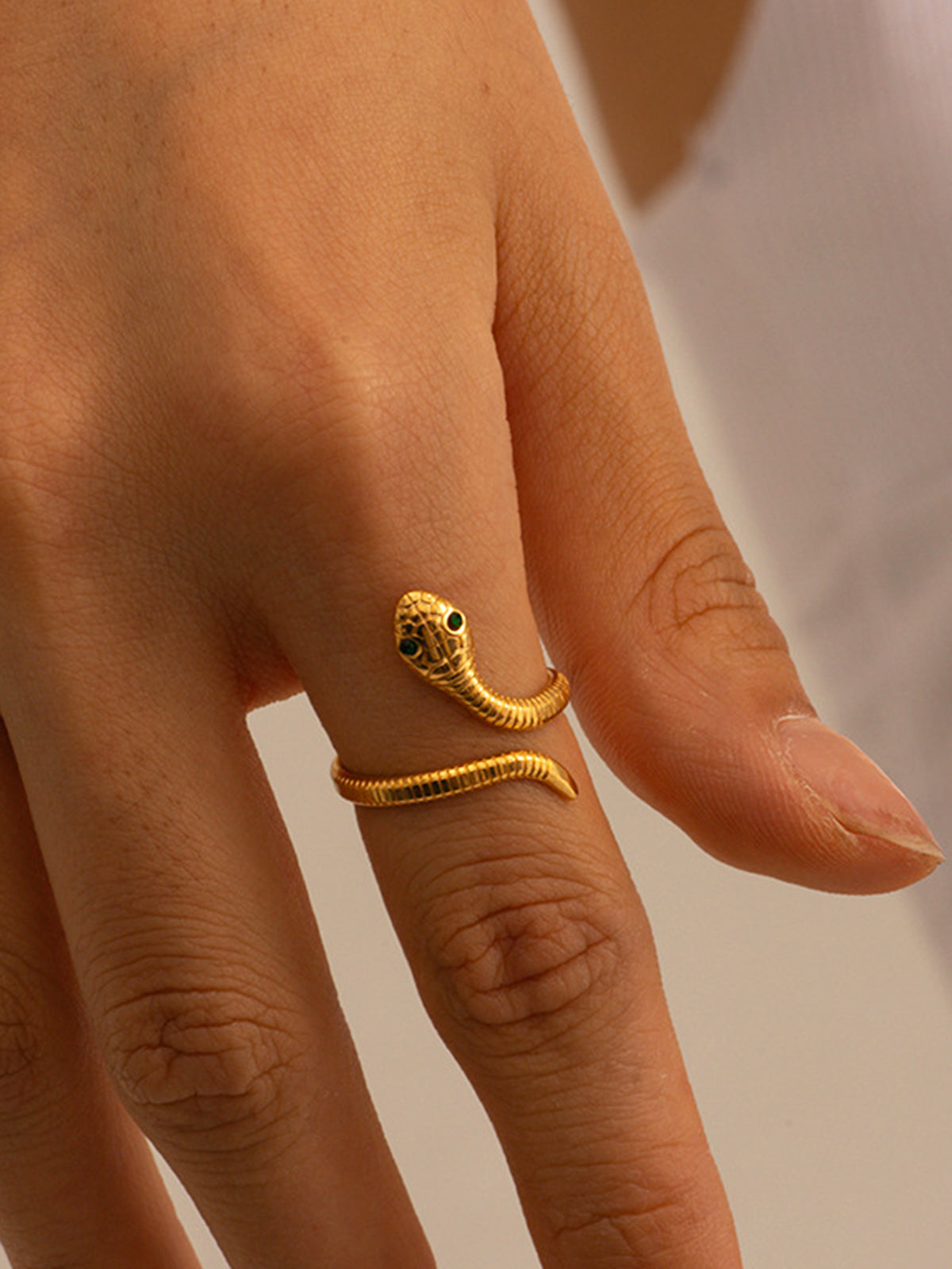 Gold-Toned Snake-Shaped Ring-Chicvia