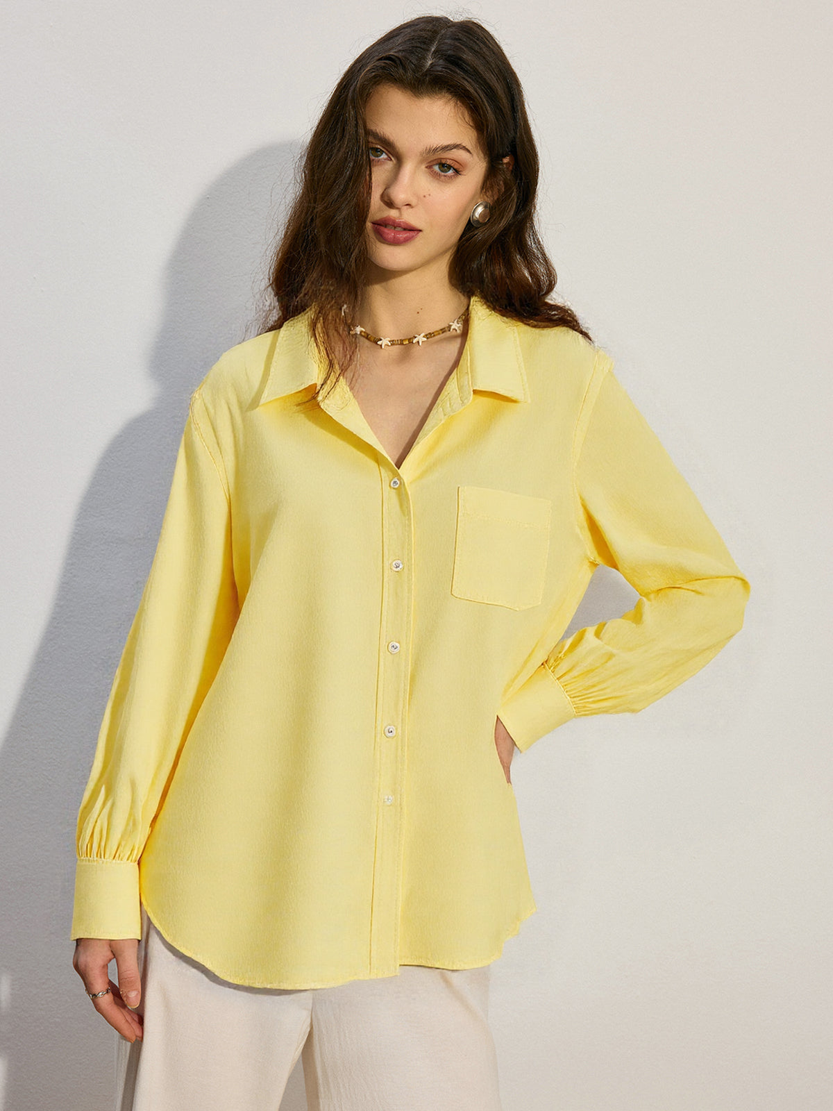 Pocketed Oversized Shirt-Chicvia