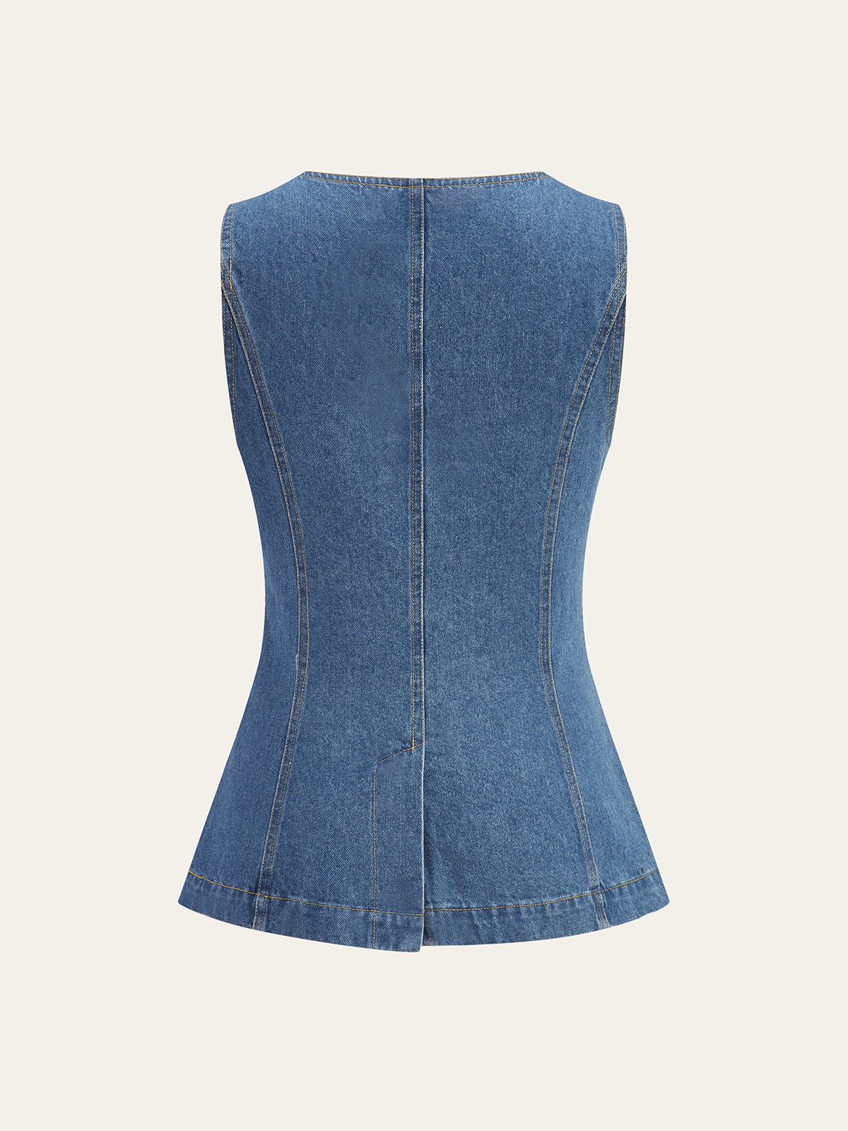 Button-Front Denim Vest-Chicvia