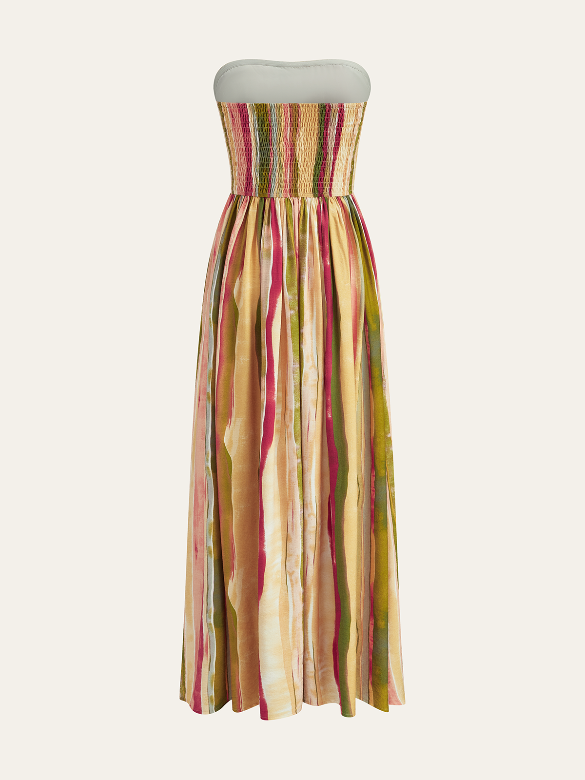 Colorful Striped Strapless Cotton Maxi Dress-Chicvia
