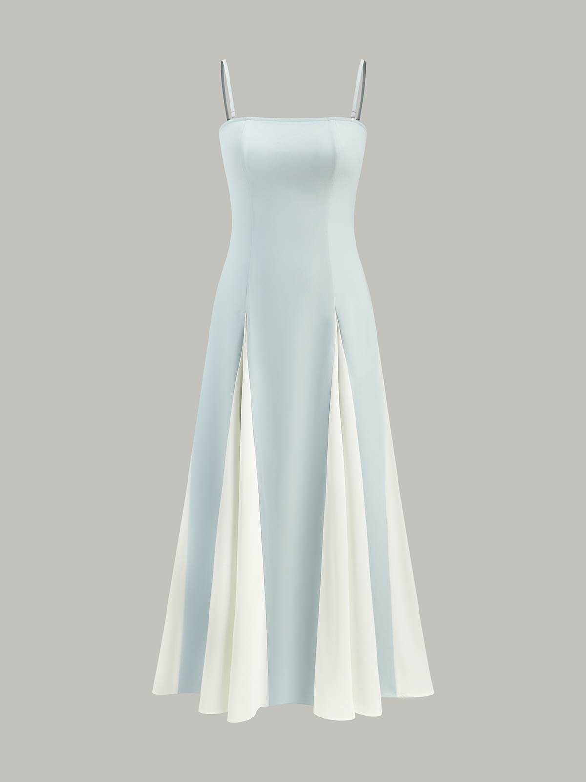 Color Block Detachable Strap Maxi Dress-Chicvia