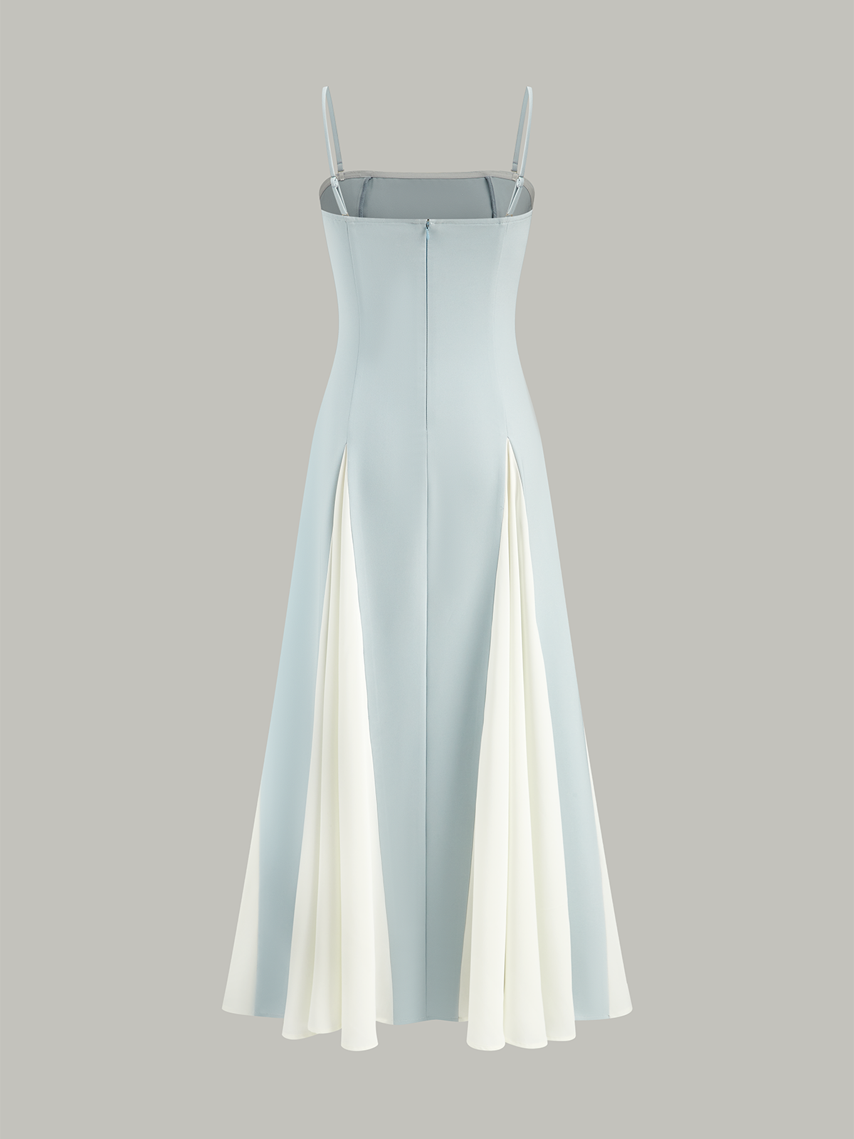 Color Block Detachable Strap Maxi Dress-Chicvia