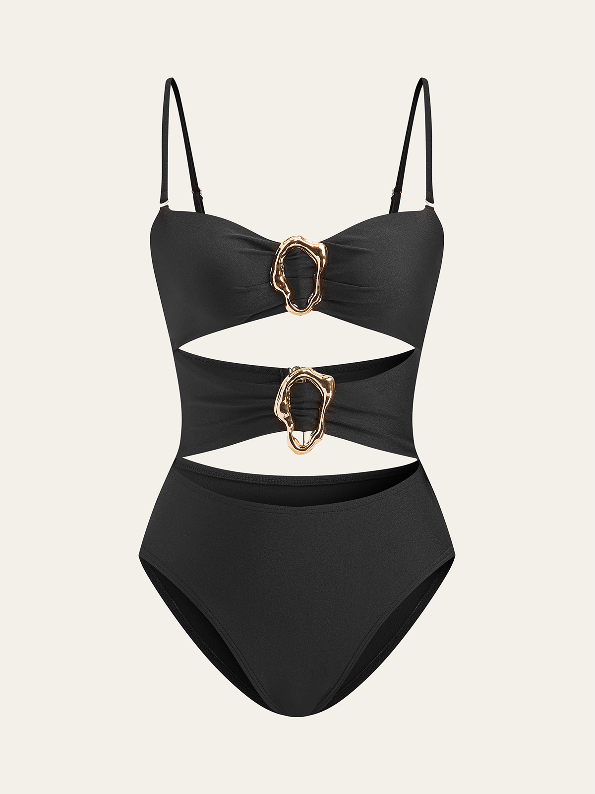 Metal Detail Cut-Out One-Piece-Chicvia