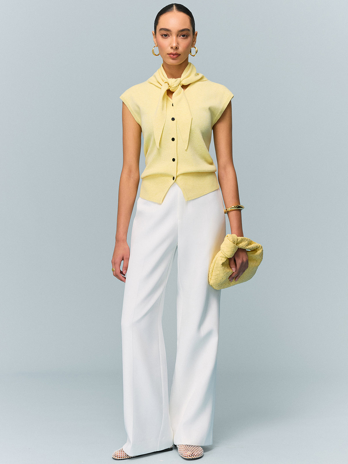 Button Knit Top with Convertible Styling Options-Chicvia