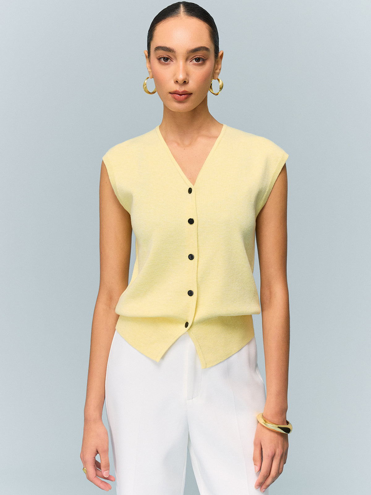 Button Knit Top with Convertible Styling Options-Chicvia