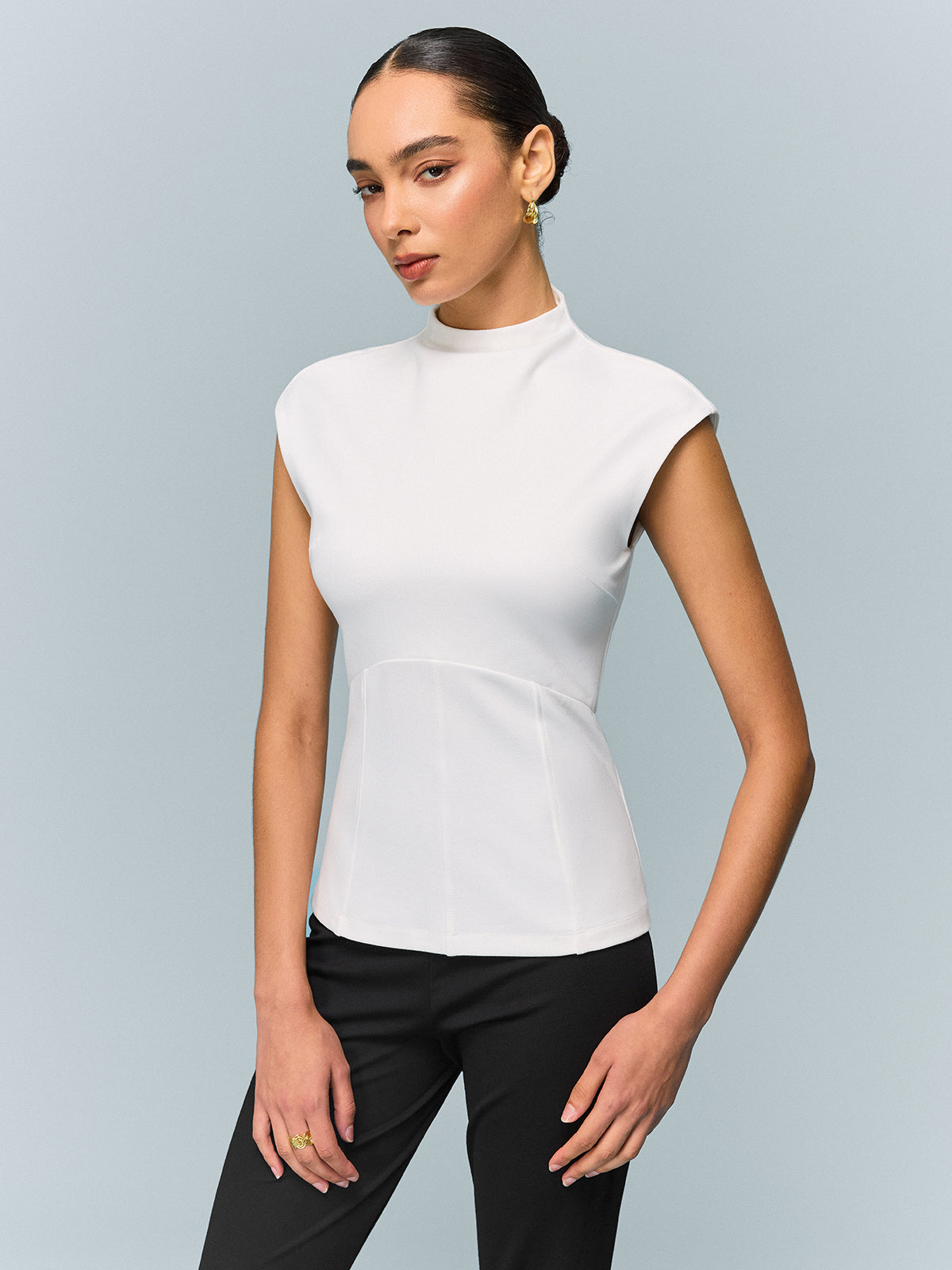Mock Neck Corset Top-Chicvia
