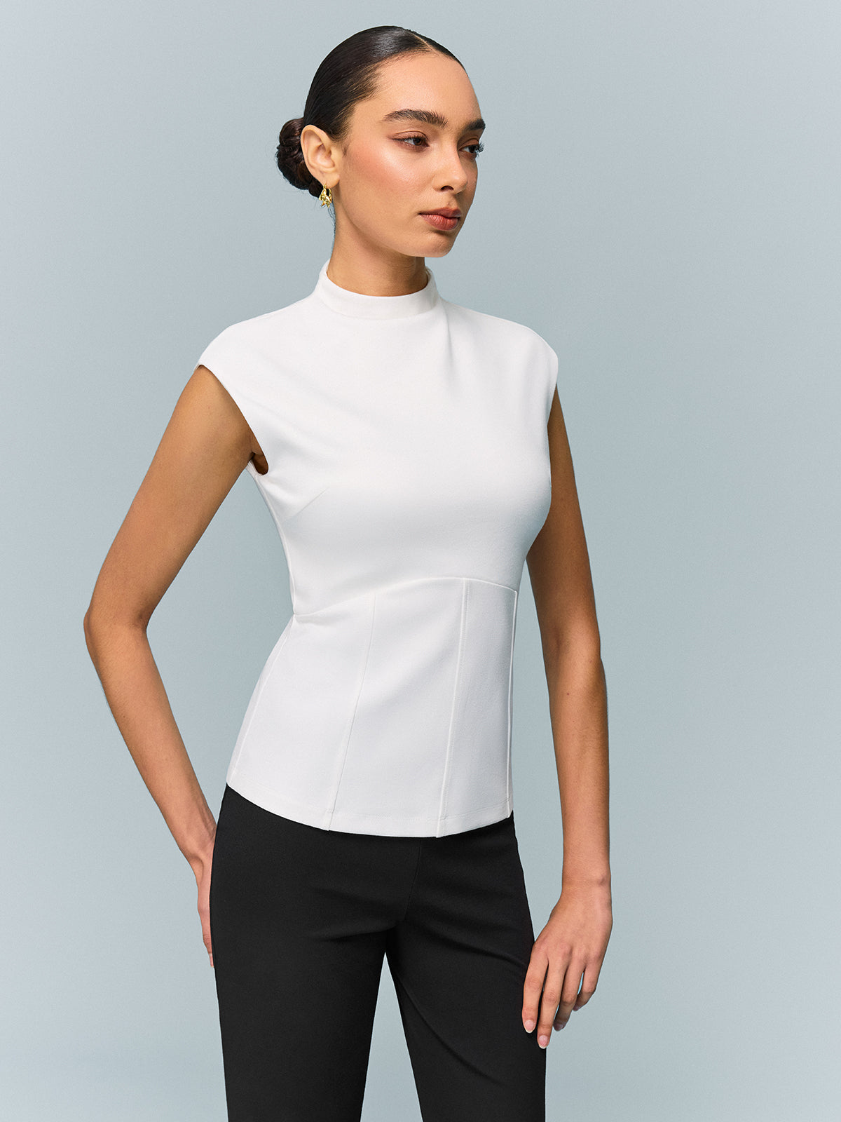 Mock Neck Corset Top-Chicvia