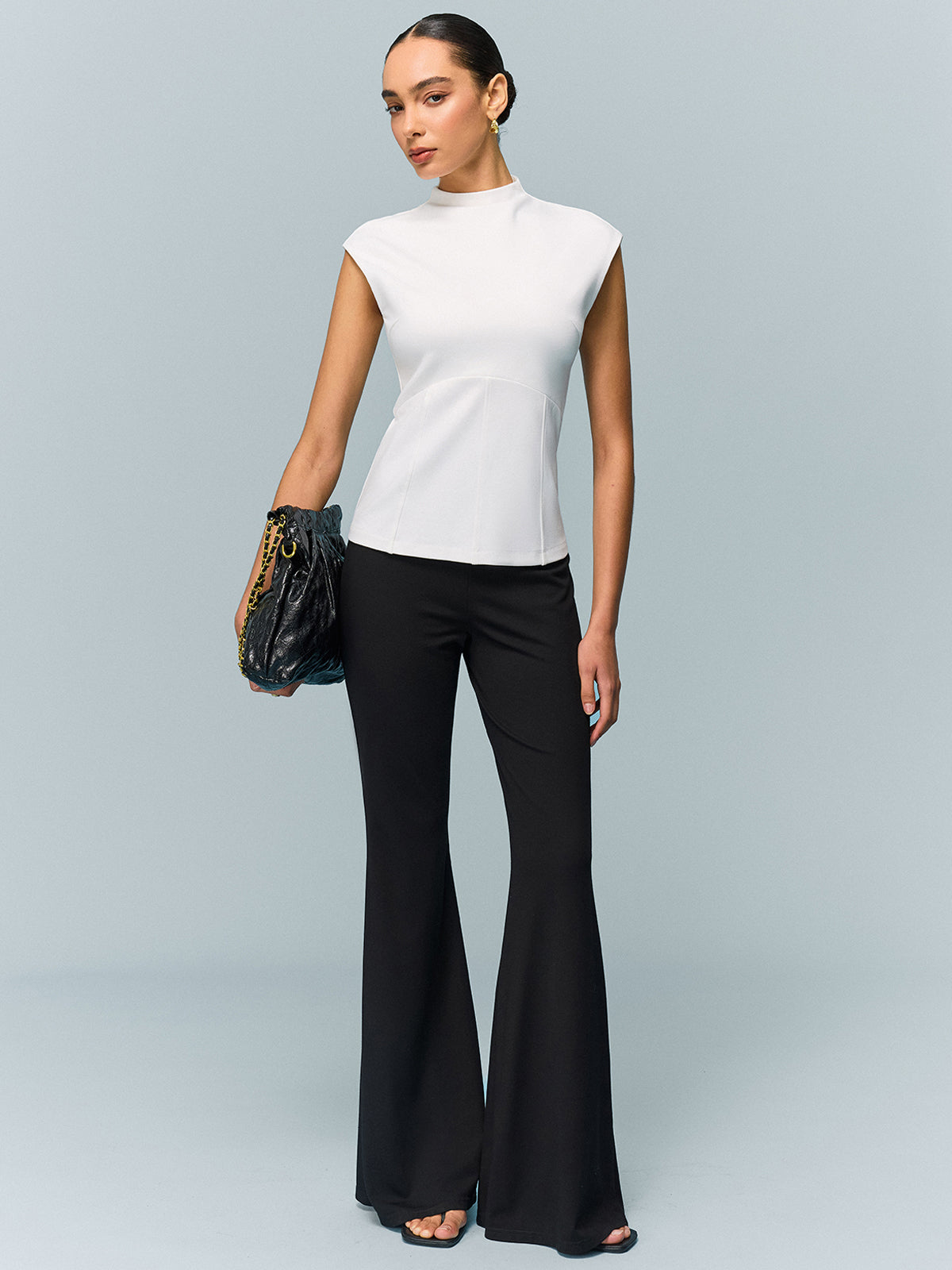 Mock Neck Corset Top-Chicvia