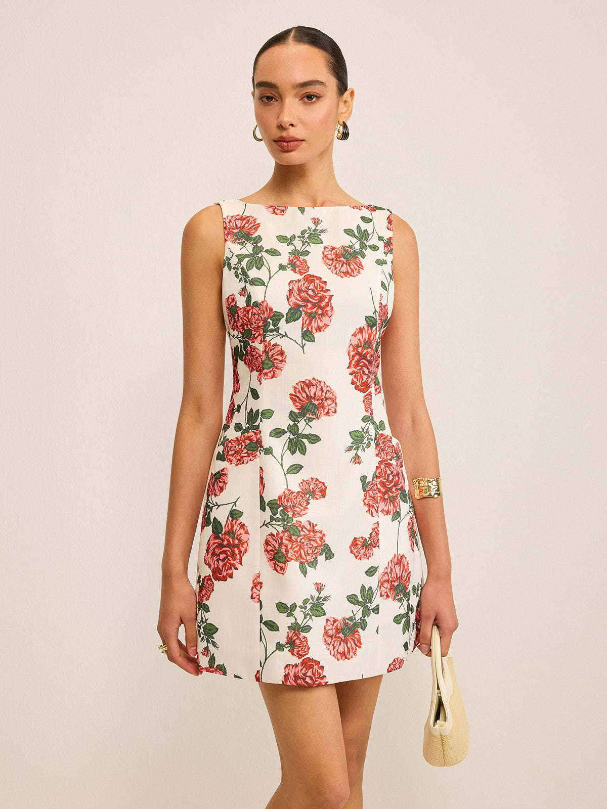 Floral Printed Shift Dress-Chicvia