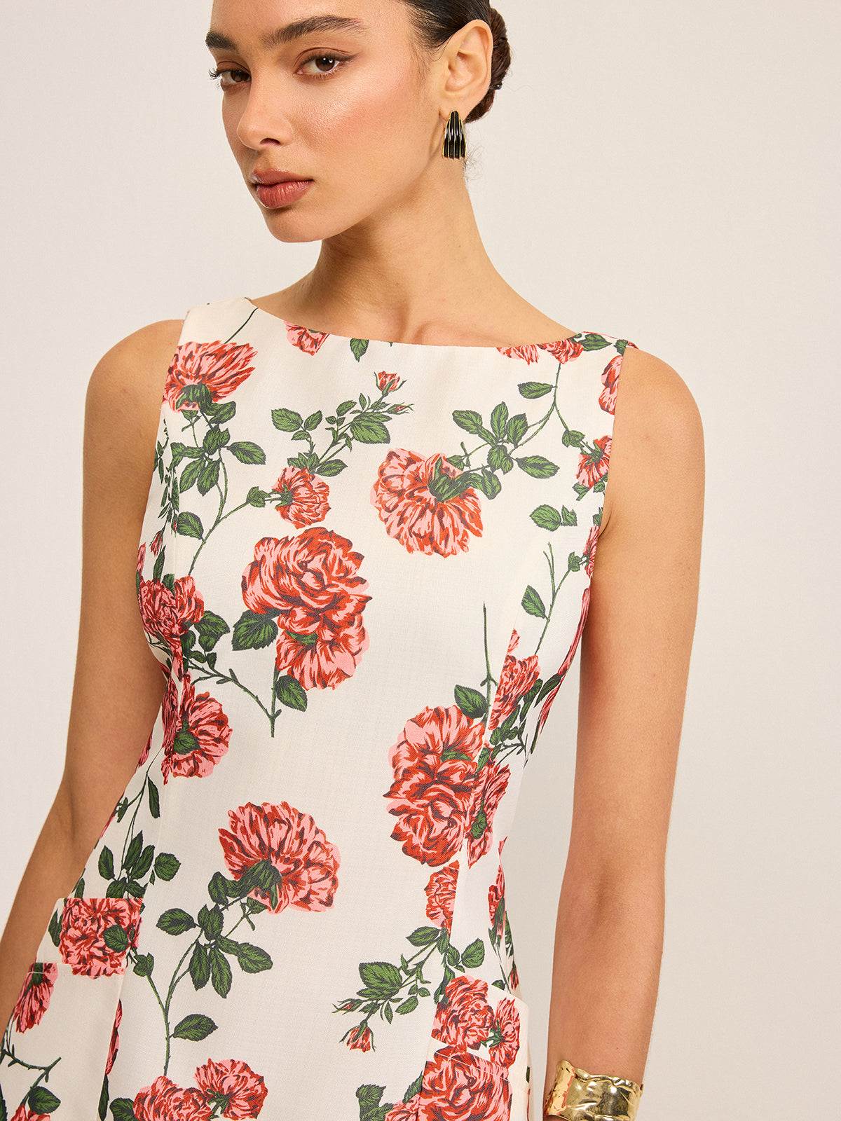 Floral Printed Shift Dress-Chicvia
