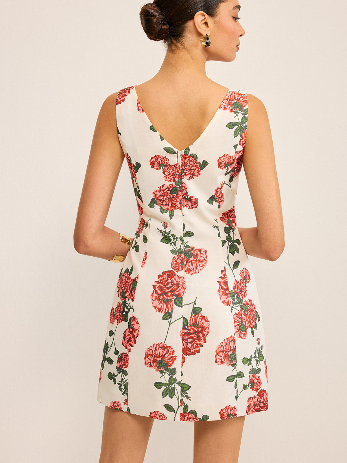 Floral Printed Shift Dress-Chicvia