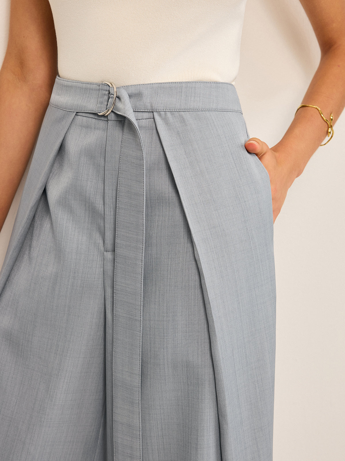 Pleated Wide-Leg Pants-Chicvia