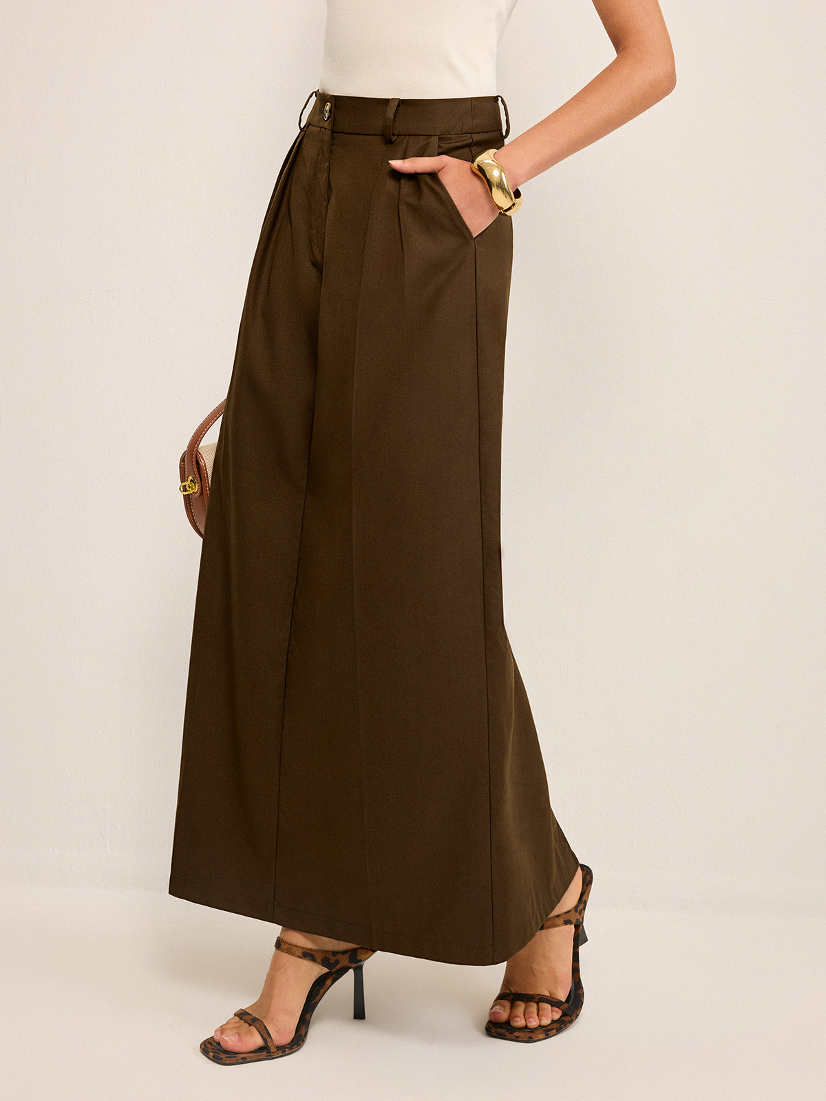 Pocketed High-Waisted Maxi Skirt-Chicvia